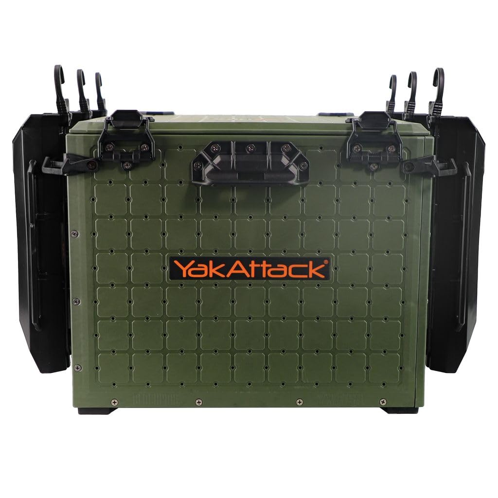 YakAttack BlackPak Pro 13" x 13" Fishing Crate with 3 Rod Holders - Battleship Grey | Compact Tackle Storage Box & Gear Organizer for Kayaks | Lightweight, Durable & Customizable Marine Accessory