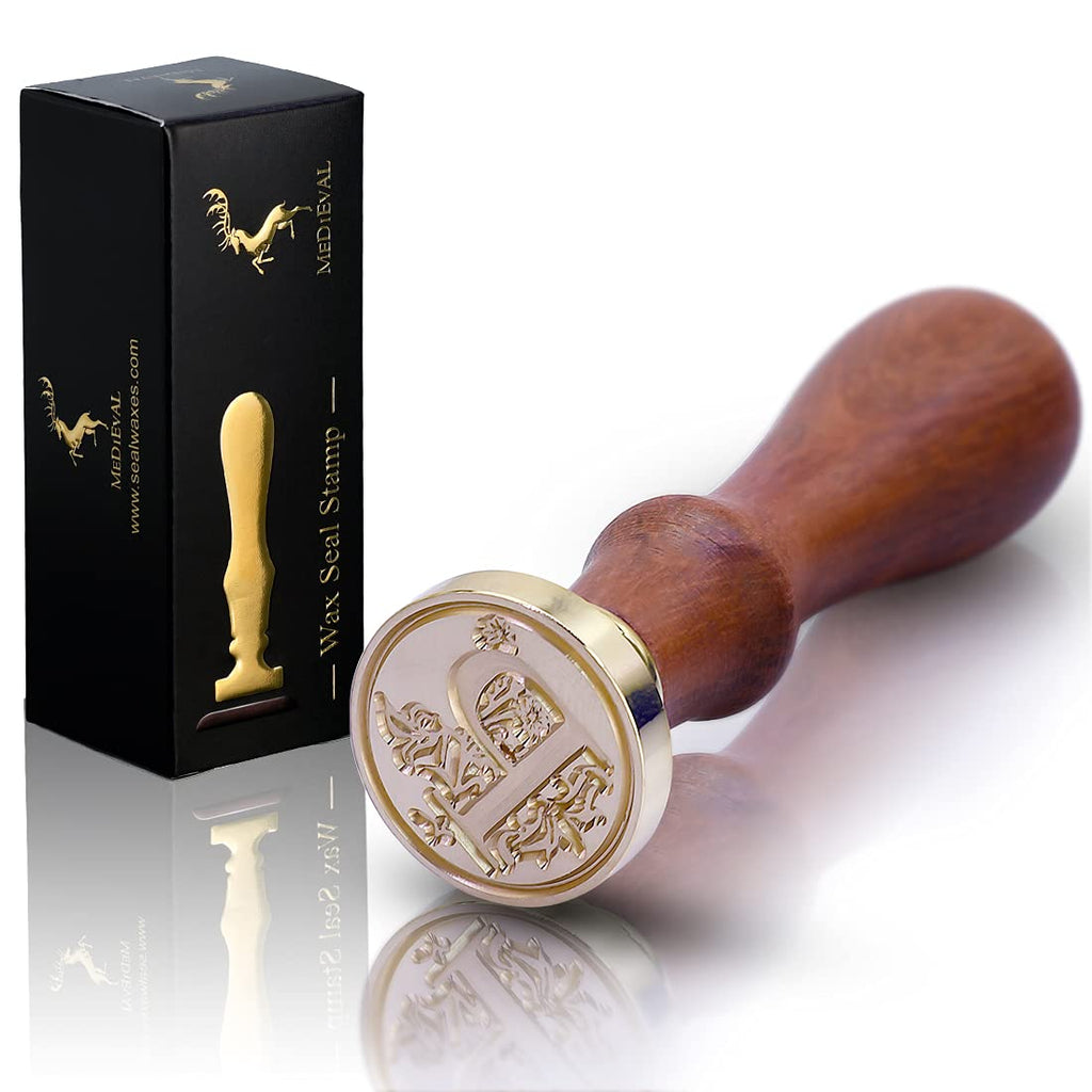 Medieval Initial Alphabet Sealing Wax Stamps, Brass Head Wooden Handle, for Thanksgiving Card/Envelope/Gift Wrap/Wedding Engagement Party Invitation - Letter S