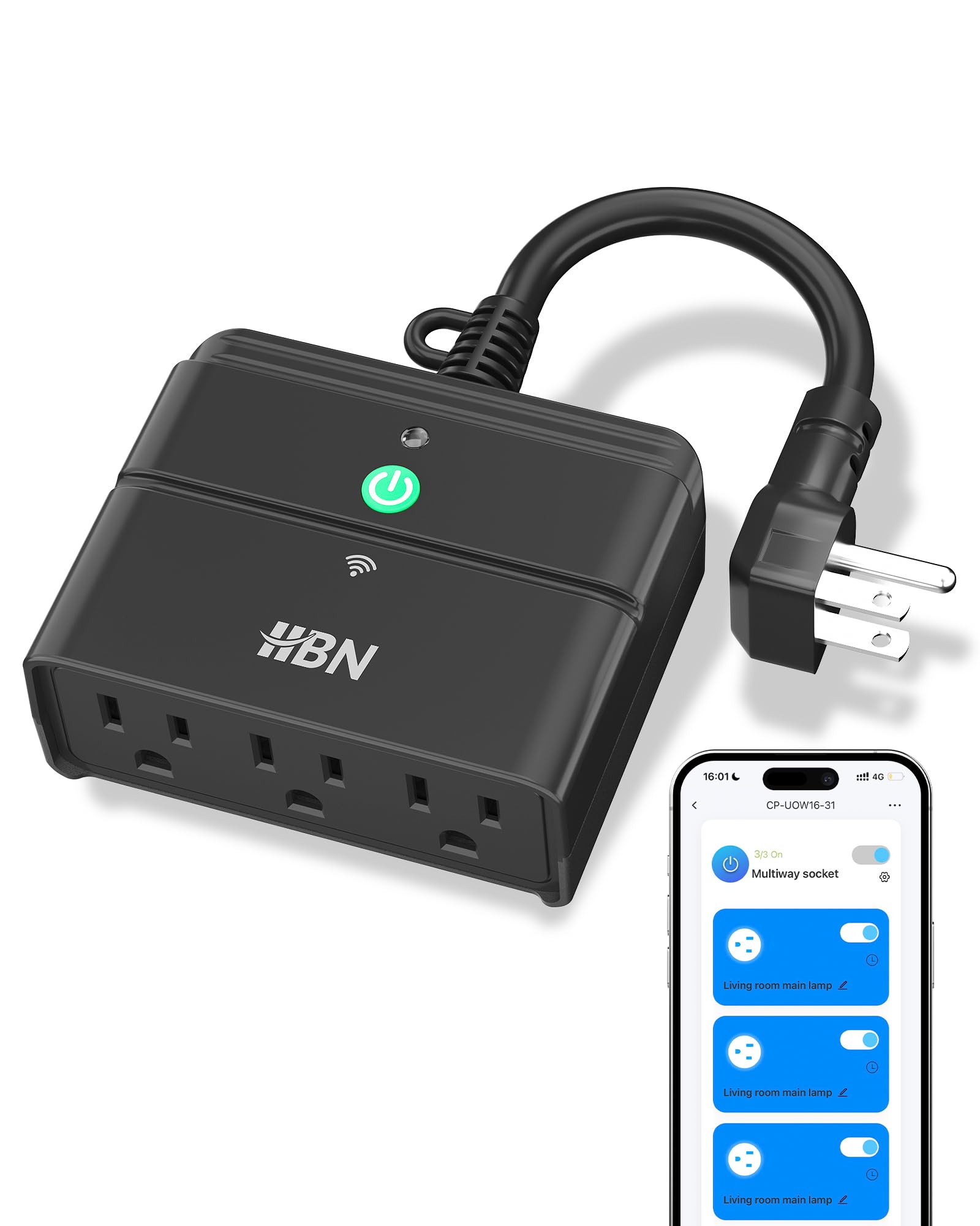 Outdoor Smart WiFi Plug Outlet, HBN Heavy Duty Wi-Fi Timer with One Grounded Outlet, Wireless Remote Control by App Compatible with Alexa and Google Home Assistant 2.4 GHz only, ETL Listed (1 Pack)