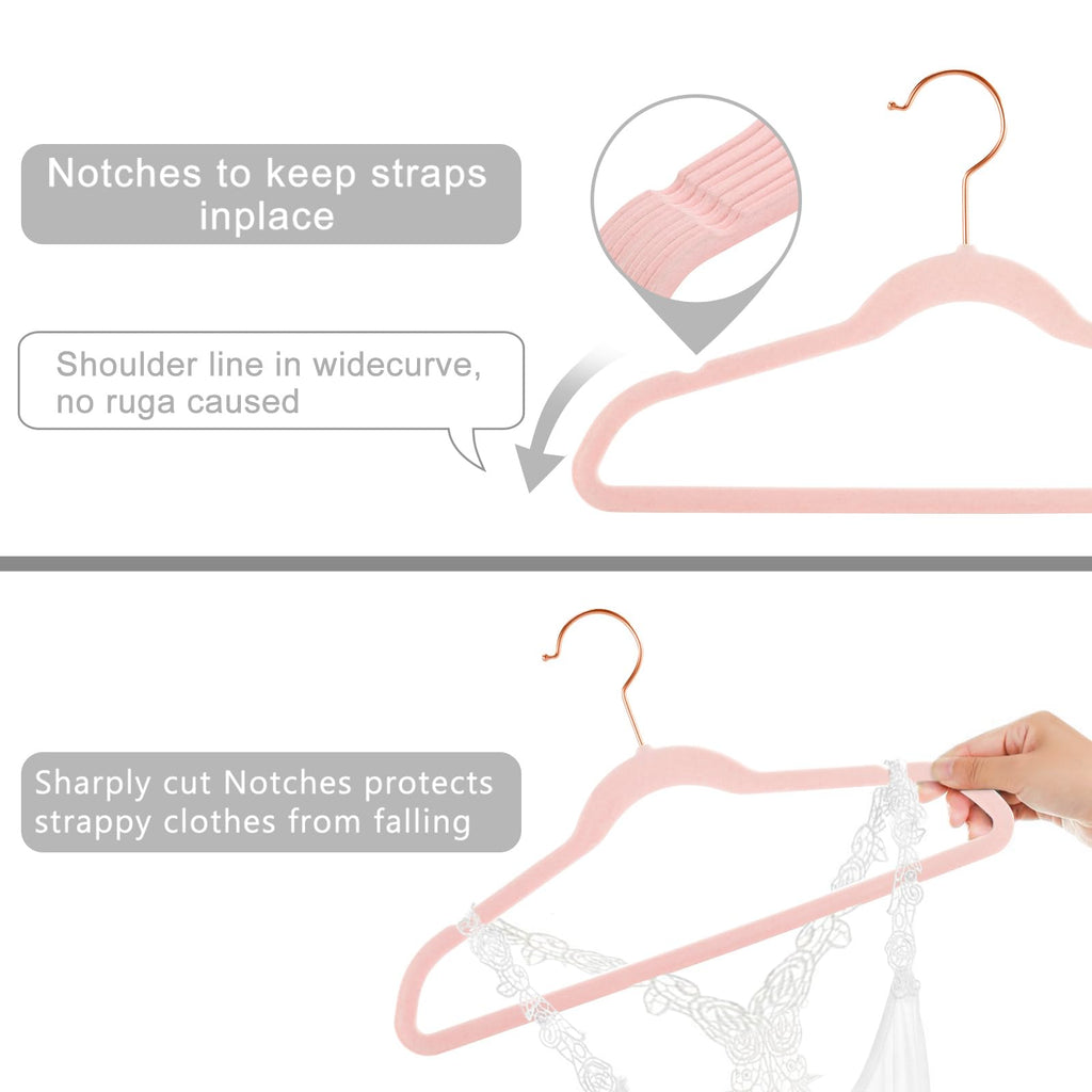MIZGI Baby Velvet Hangers,Non-Slip Kids & Toddler Hangers,11.8 Inch Hangers for Baby Clothes,Pack of 50(Black/Black)