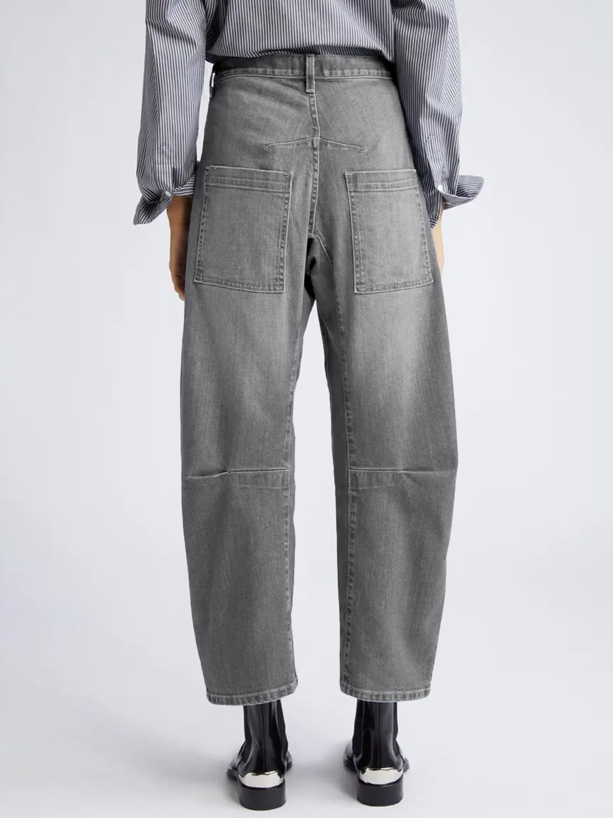 PLNOTME Womens Barrel Jeans High Waisted Baggy Boyfriend Wide Leg Denim Pants with Pockets