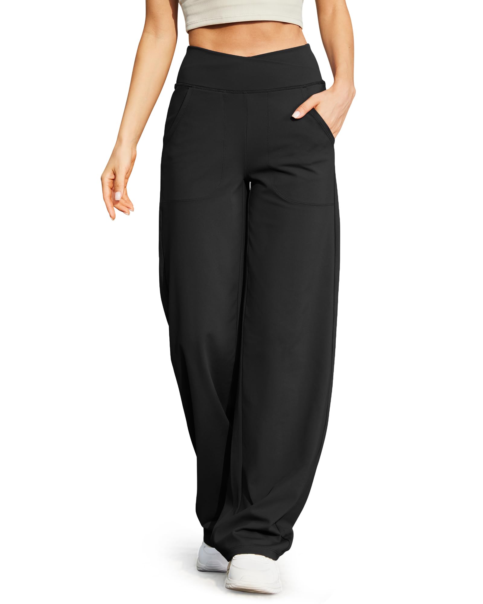 G4Free Wide Leg Pants for Women Loose Yoga Pants with Pockets Petite/Regular/Tall Stretch Casual Lounge Pants