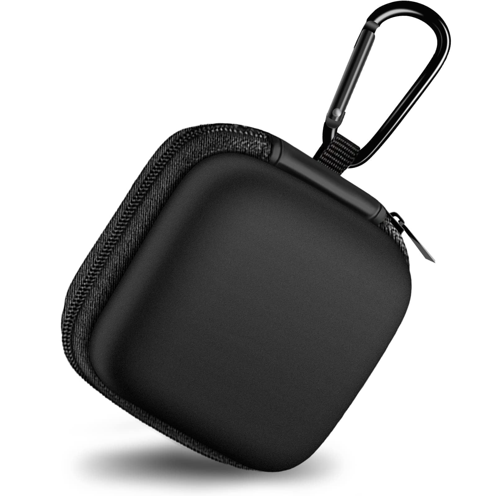2Pack Oval Earbud Case Portable EVA Carrying Case Storage Bag Cell Phone Accessories Organizer with Carabiner for Earphone, Earbud, Earpieces, SD Memory Card, Camera Chips, Black/Purple
