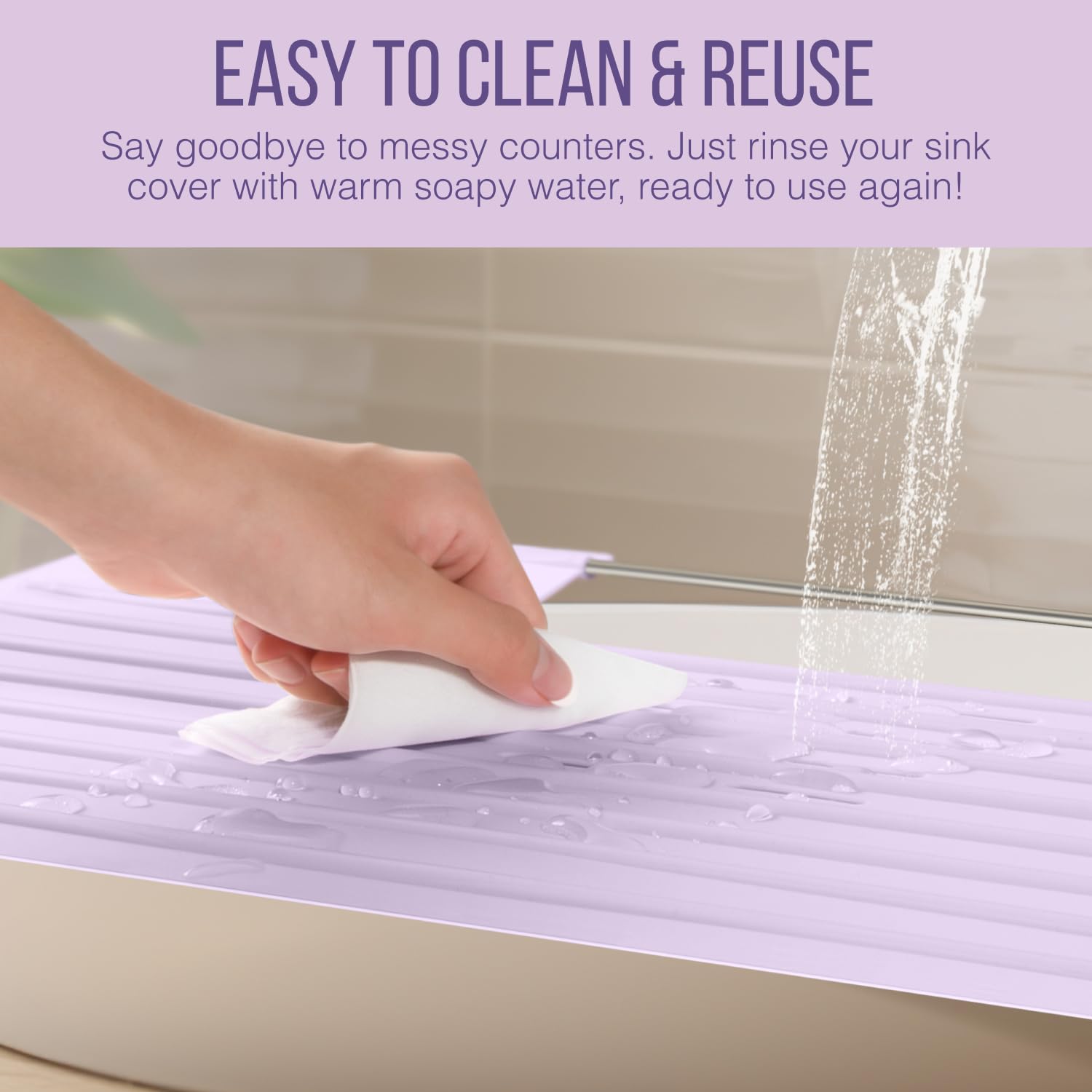 Maplefield Bathroom Sink Cover for Counter Space, Heat Resistant Silicone Sink Mat for Your Beauty Routine, Small Bathroom Space Saver Sink Cover for Makeup (Beige Large, 22" x 15" x 2" Inches)