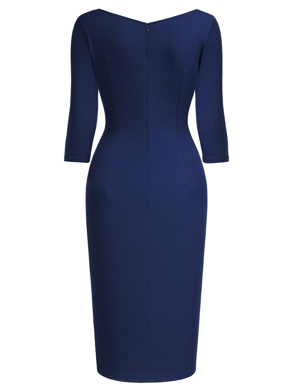 AISIZE Women's Retro 3/4 Sleeve Ruched Elegant Business Pencil Sheath Dress