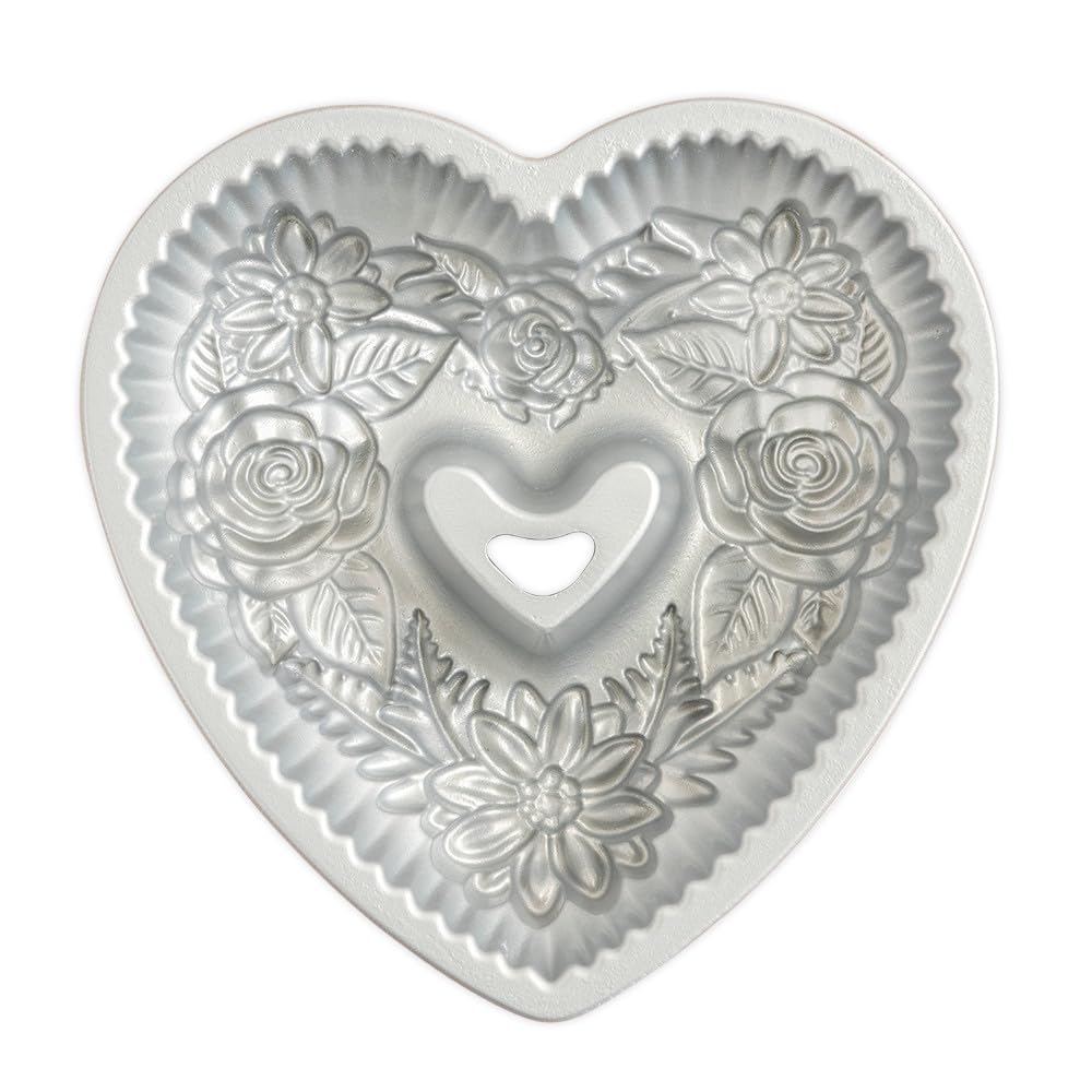 Nordic Ware Wildflower Heart Bundt, 6 Cup, Toffee
