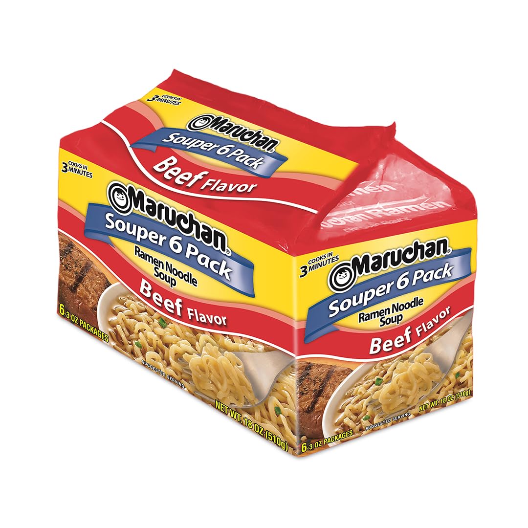 Maruchan Ramen Noodles, Beef, 3 Ounce (Pack of 6)