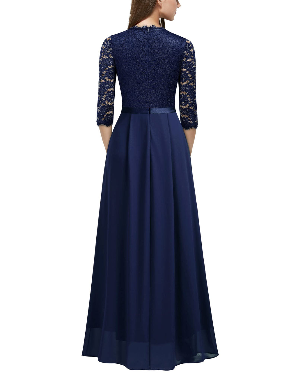 MISSMAY Women's Formal Floral Lace 2/3 Sleeves Long Evening Party Maxi Dress