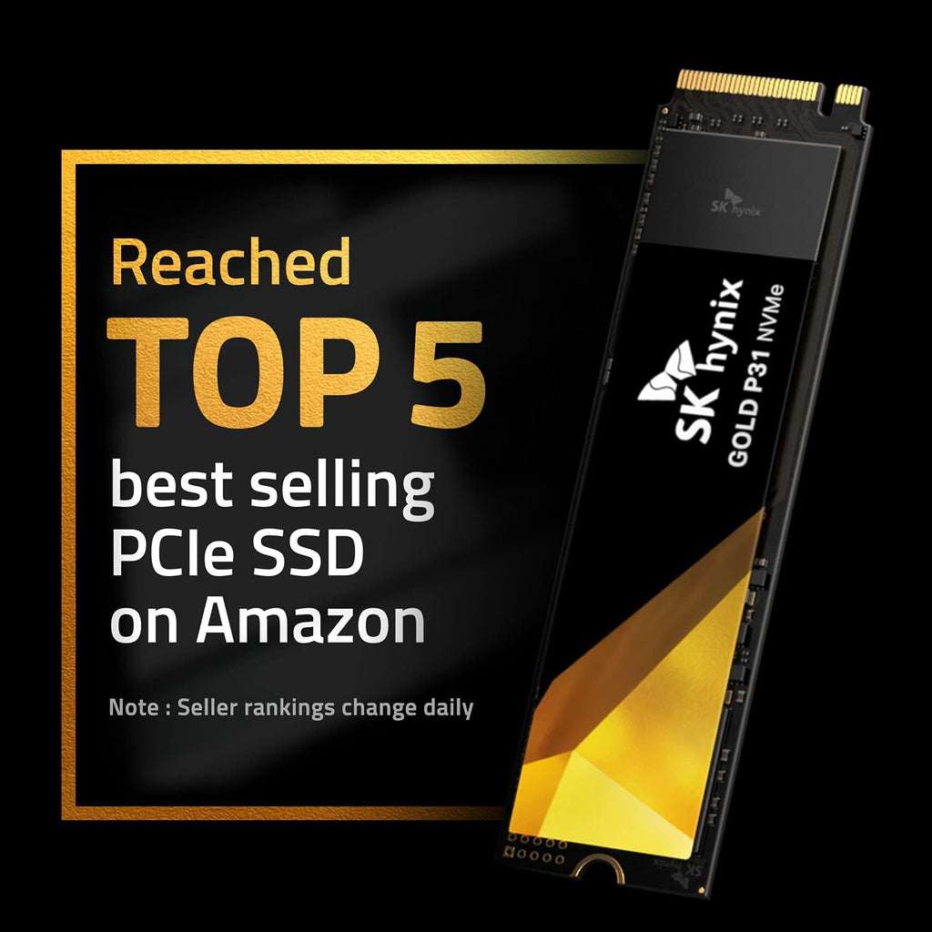 SK Hynix Gold P31 2TB PCIe NVMe Gen3 M.2 2280 Internal SSD, Up to 3500MB/S, Compact M.2 SSD Form Factor SSD - Internal Solid State Drive with 128-Layer NAND Flash