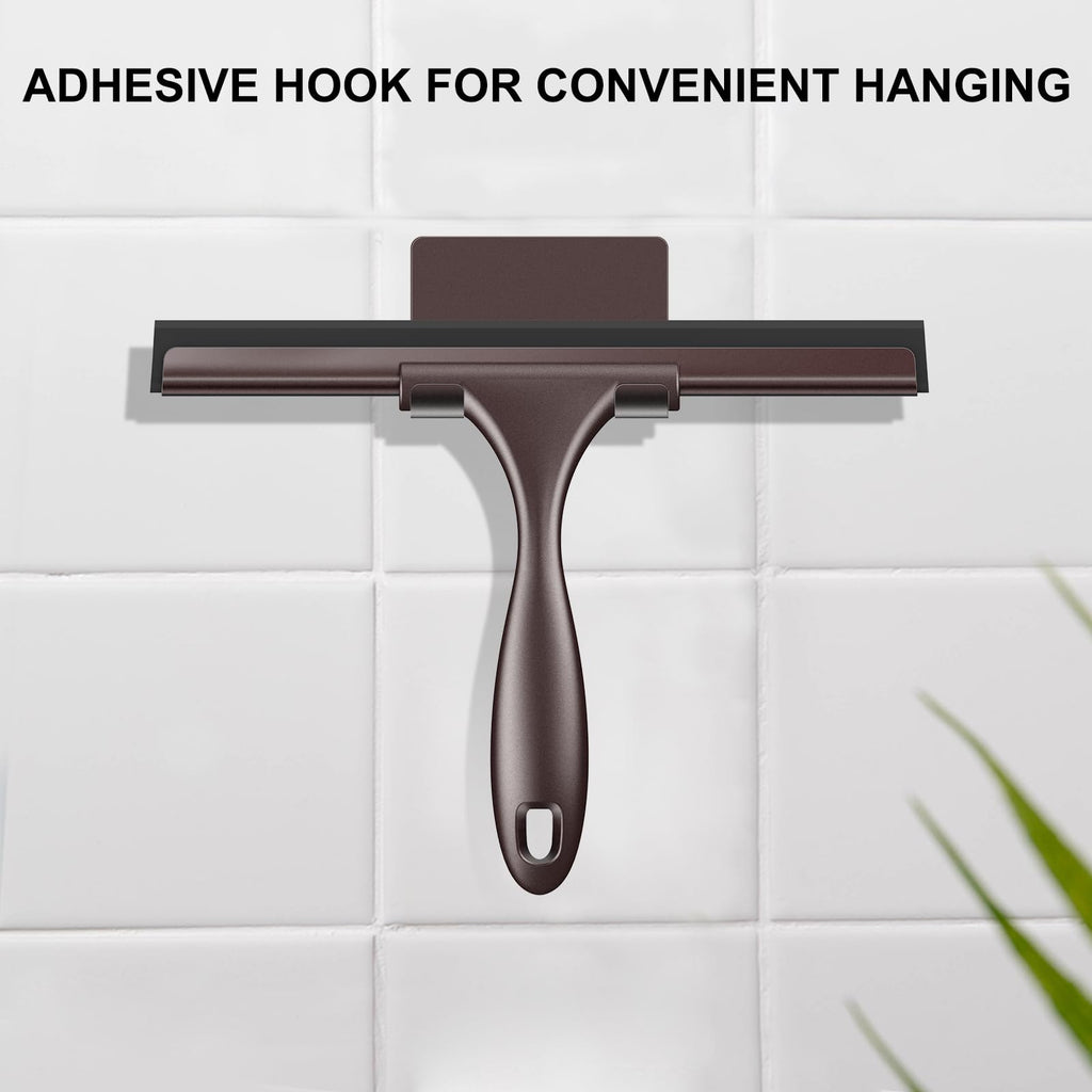 SetSail Squeegee for Shower Glass Door Stainless Steel Shower Squeegee for Glass Doors All-Purpose Window Squeegee for Tile Shower Walls, Sink, Mirror, Bathroom, Car Window Cleaning 10 Inches, Balck