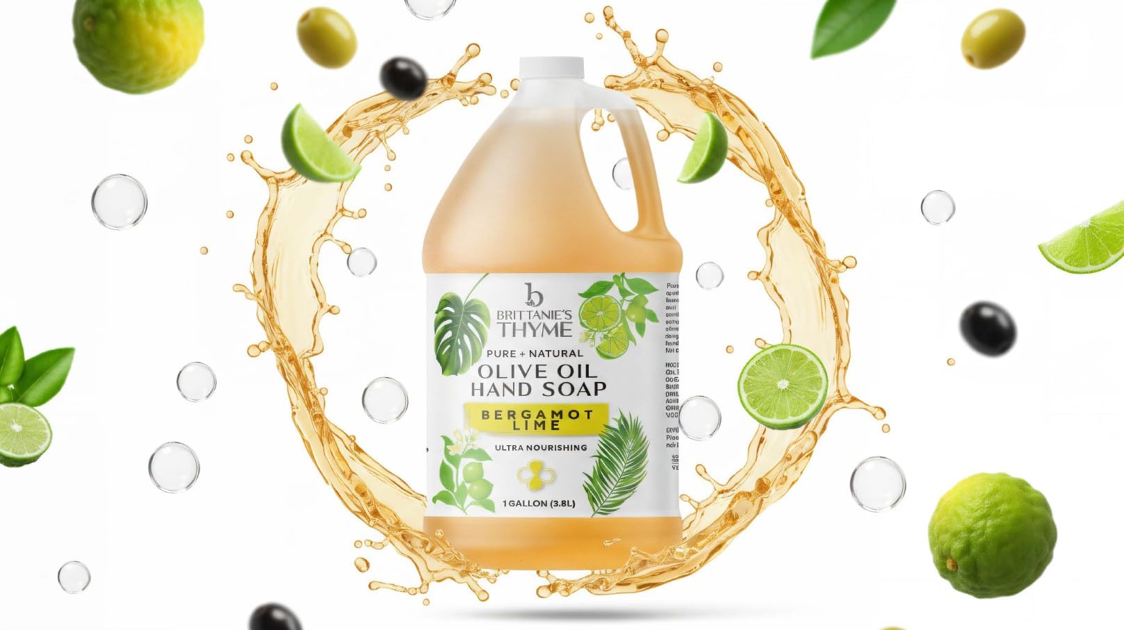 Brittanie’s Pure Castile Liquid Soap Refill, Bergamot Lime, 12 Ounce | Dish Soap, Hair & Body, Home, Gentle and Pure, Made with Natural Luxurious Oils, Vegan & Gluten Free Non-GMO