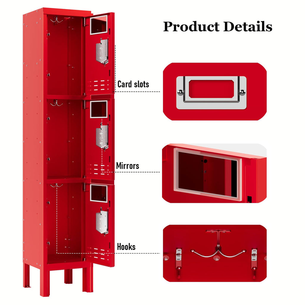 Lockers,Metal Locker, (Beige, 1 Door - (66.15" H x 11.8" W x 11.8" D))