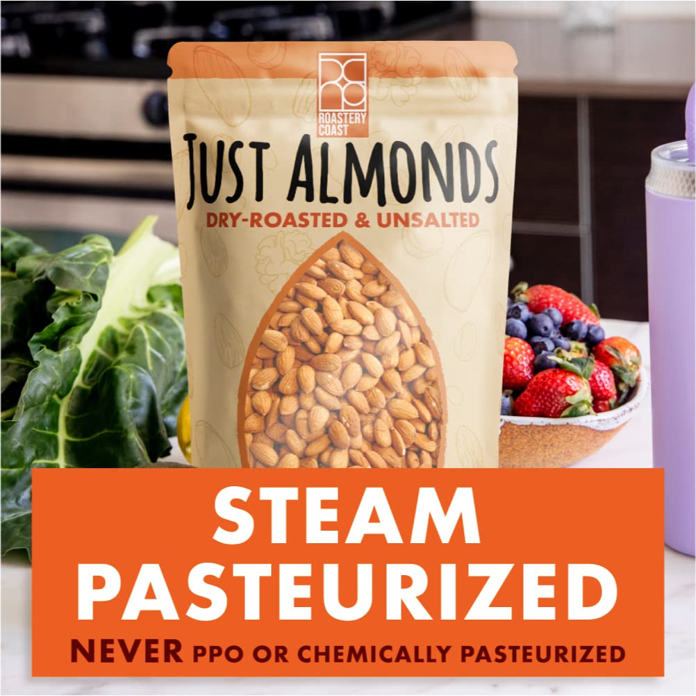 Roastery Coast - Daily Nuts Just Roasted Almonds | Almonds Bulk 3 LB | Unsalted Nuts| Slow Dry Roasted | Steam Pasteurized | Plant Protein | Gluten Free | Non-GMO | Low carb | Keto Snack | Prime Snack