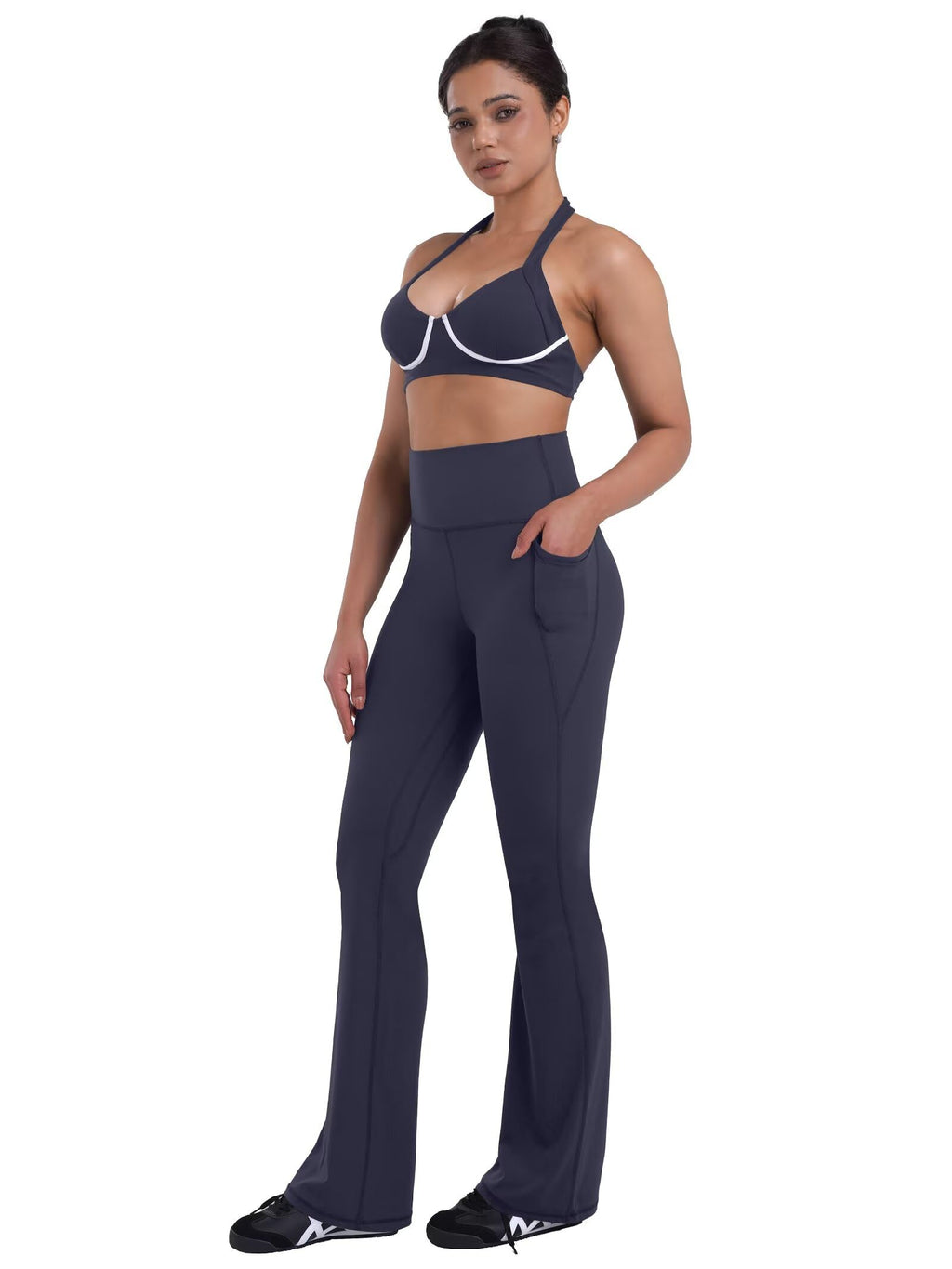 Sunzel Women Mini Flare Leggings with Pockets Breathable Bootcut Yoga Pants | Mini Flare, Buttery Soft, High Stretchy, High Waisted Tummy Control, Gym Clothes, Workout Casual Dance