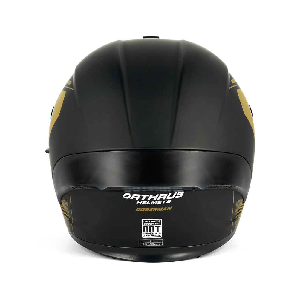 Orthrus Modular LED Full Face Motorcycle Helmet - DOT Approved Flip-Up Dual Visor Sun Shield & Bluetooth Ready for Adults Men Women - Street Bike/Motocross (Dobermann Gold, S)