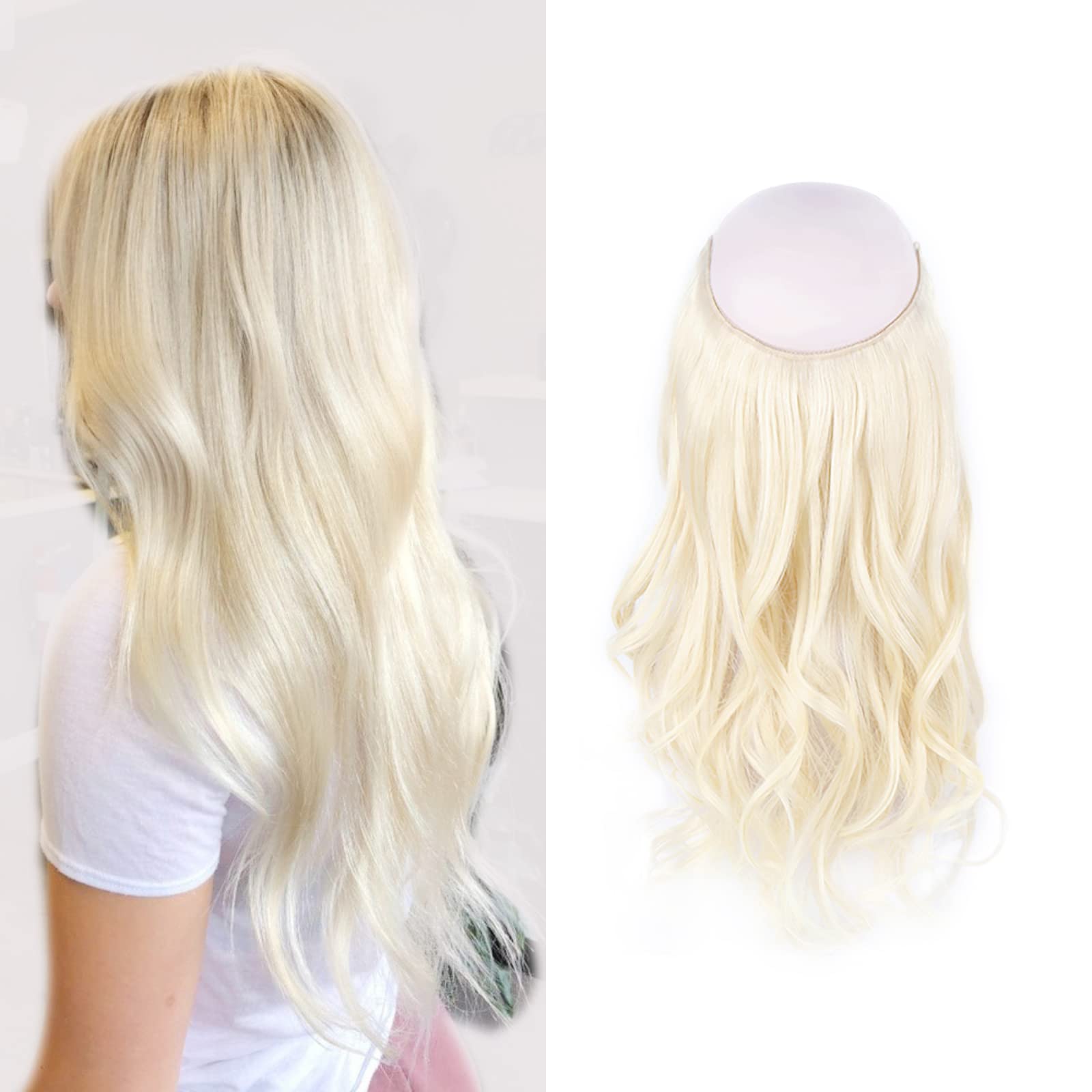 Sassina Invisible Wire Hair Extensions Real Human Hair with Transparent Wire Adjustable Size Secure Clips Natural Straight Secret Miracle Hairpiece, #1 Jet Black 12 Inch 70 Gram