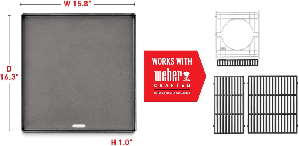 Weber Crafted Flat Top Outdoor Griddle Grill Accessory, Black