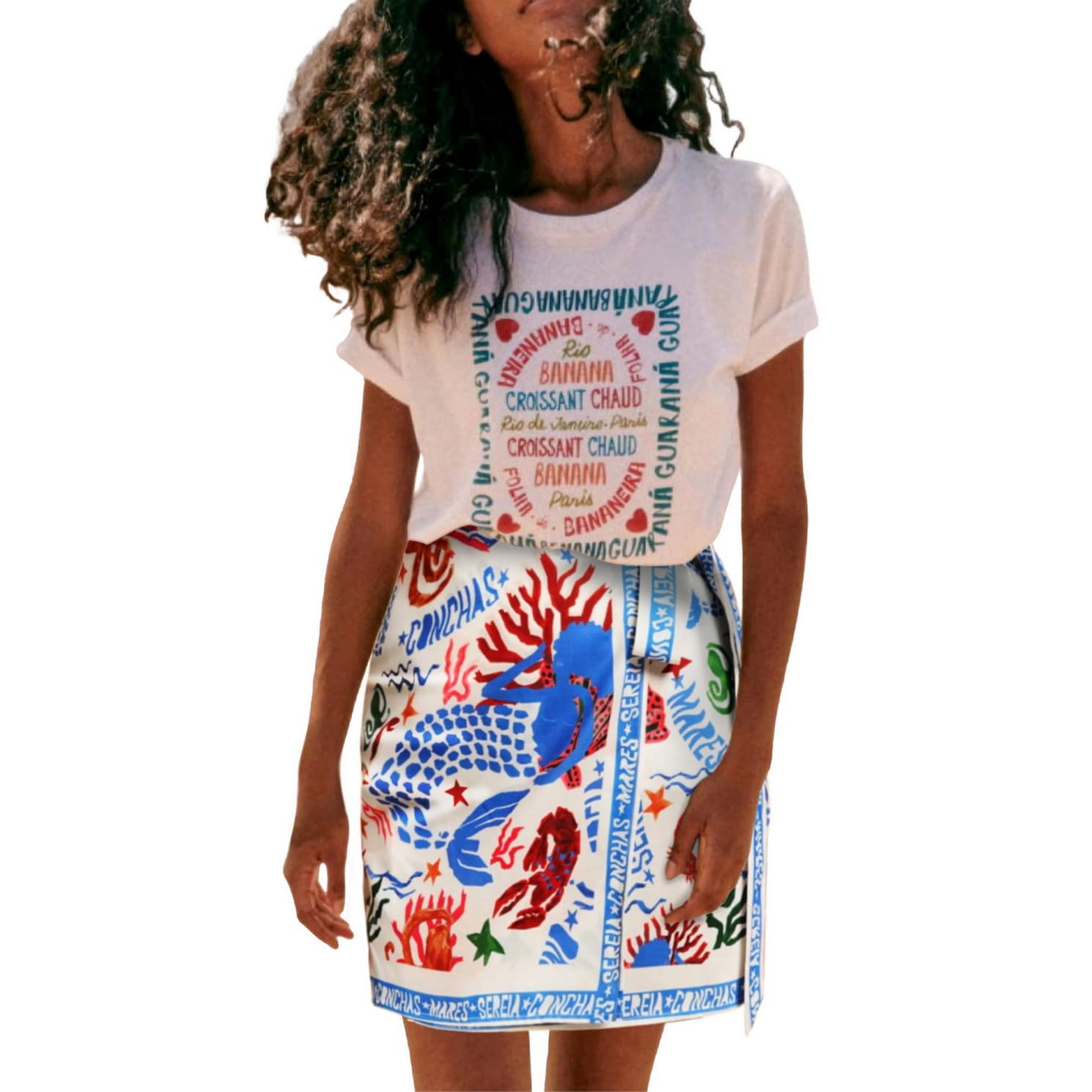 Womens Summer Floral Wrap Short Skirt Tie Side High Waist A Line Beach Vacation Boho Mini Skirt
