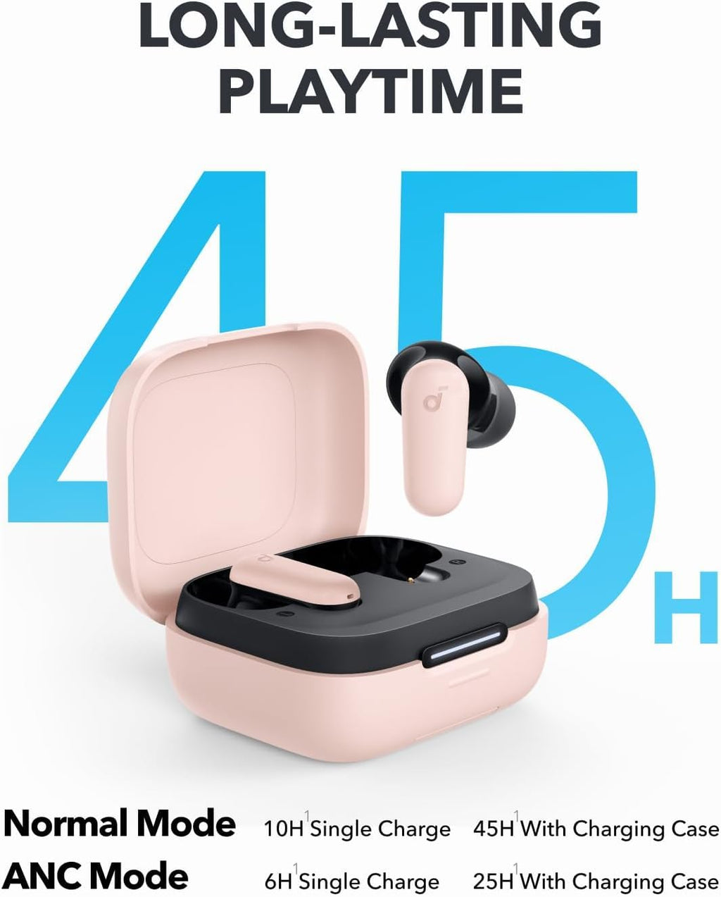 Soundcore P30i by Anker Noise Cancelling Earbuds, Strong and Smart Noise Cancelling, Powerful Bass, 45H Playtime, 2-in-1 Case and Phone Stand, IP54, Wireless Earbuds, Bluetooth 5.4 (Black)