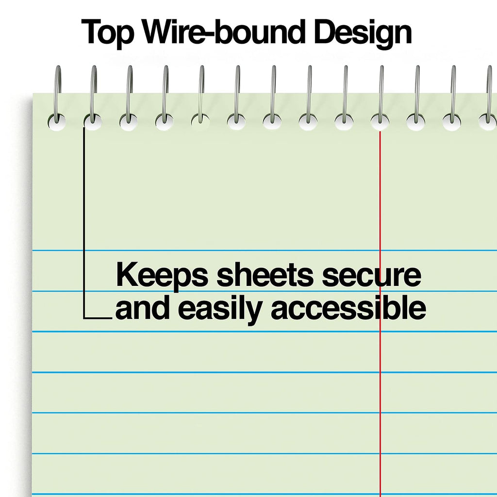 STAPLES Steno Pads, 6” x 9”, Gregg Ruled, Green Paper, 12‑Pack
