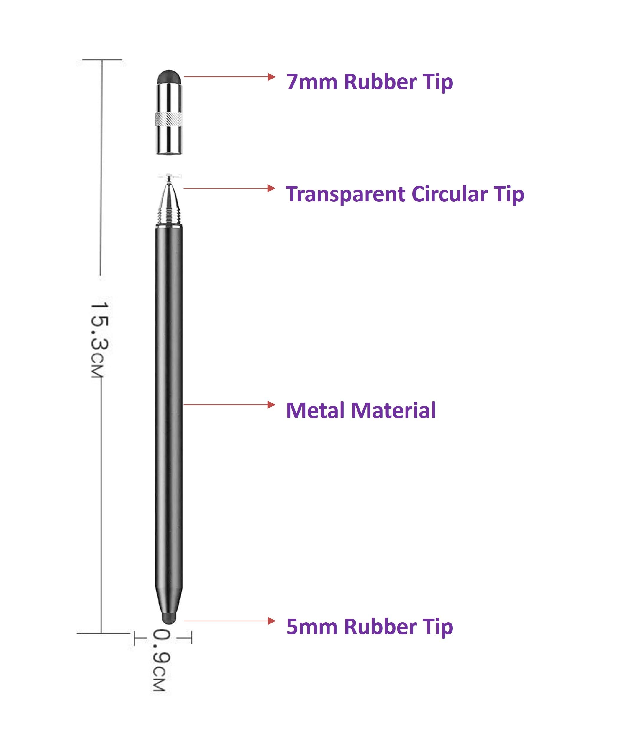3-in-1 Stylus Pen for Samsung Galaxy Tab A11/A11+/A9+/A9/A8/A8 Plus/A7/A7 Lite, Stylus for iPad Pro/iPhone/Fire/Surface Tables Android,&iOS All Touch Devices (3 in 1 Black)