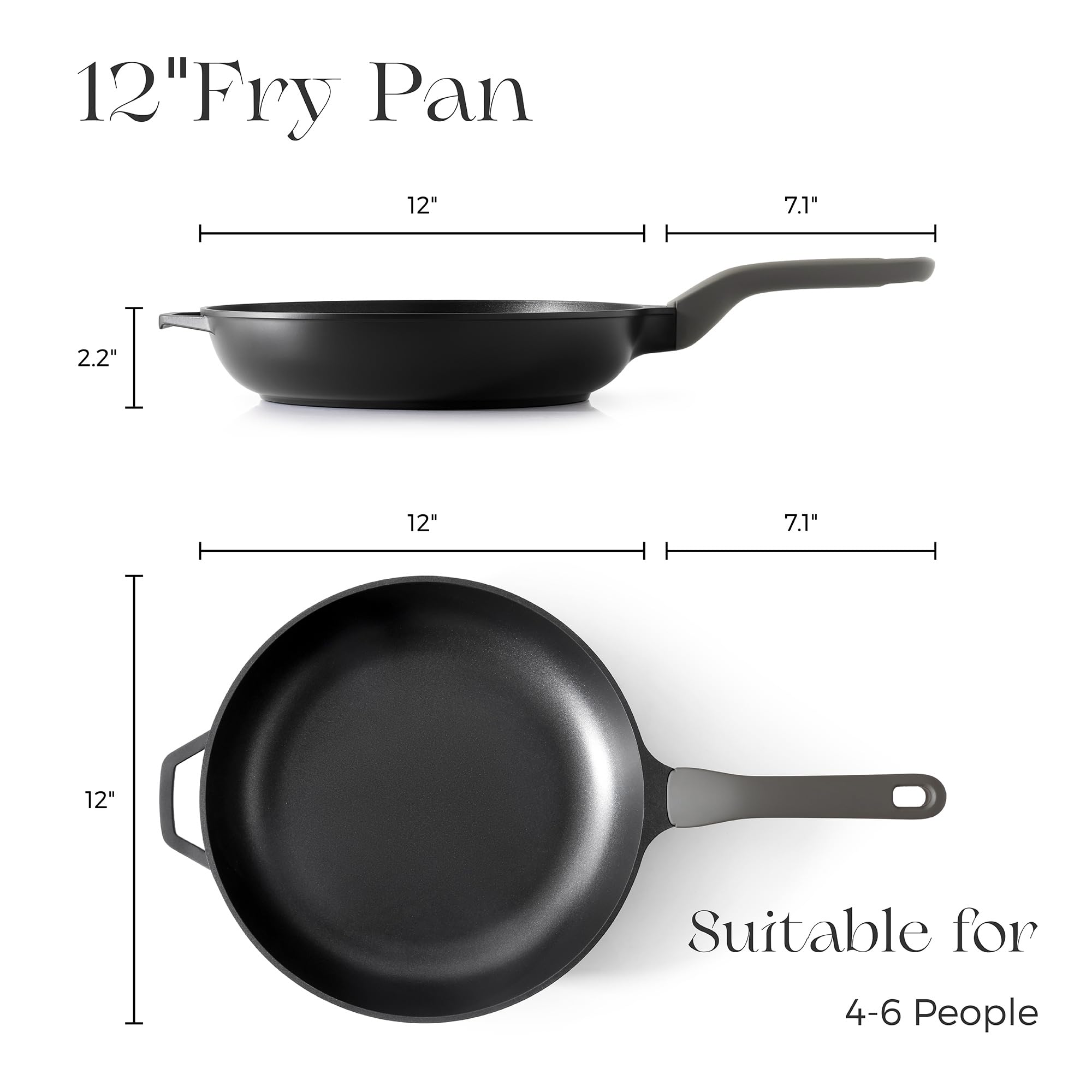 PRICUSIS Nonstick Frying Pan, 8/10/12 Inch Skillet with Stay Cool Handle, Fully Coated, Induction Compatible, 100% Dishwasher Safe, PFOA Free（10 Inch, Black Sesame）