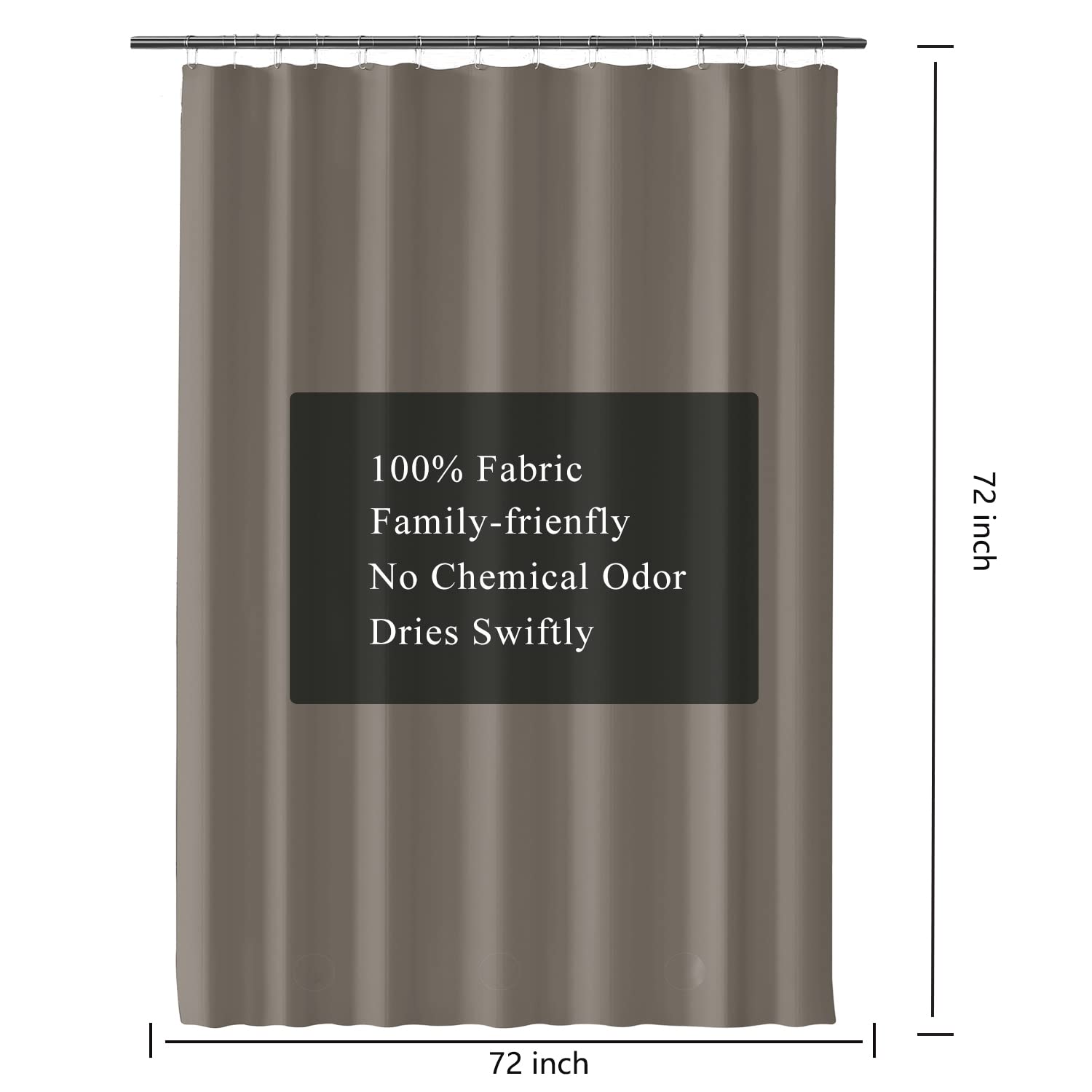 LLSCL Fabric Shower Curtain Liner with Magnets, Waterproof Hotel Quality, 72 x 72 Machine Washable