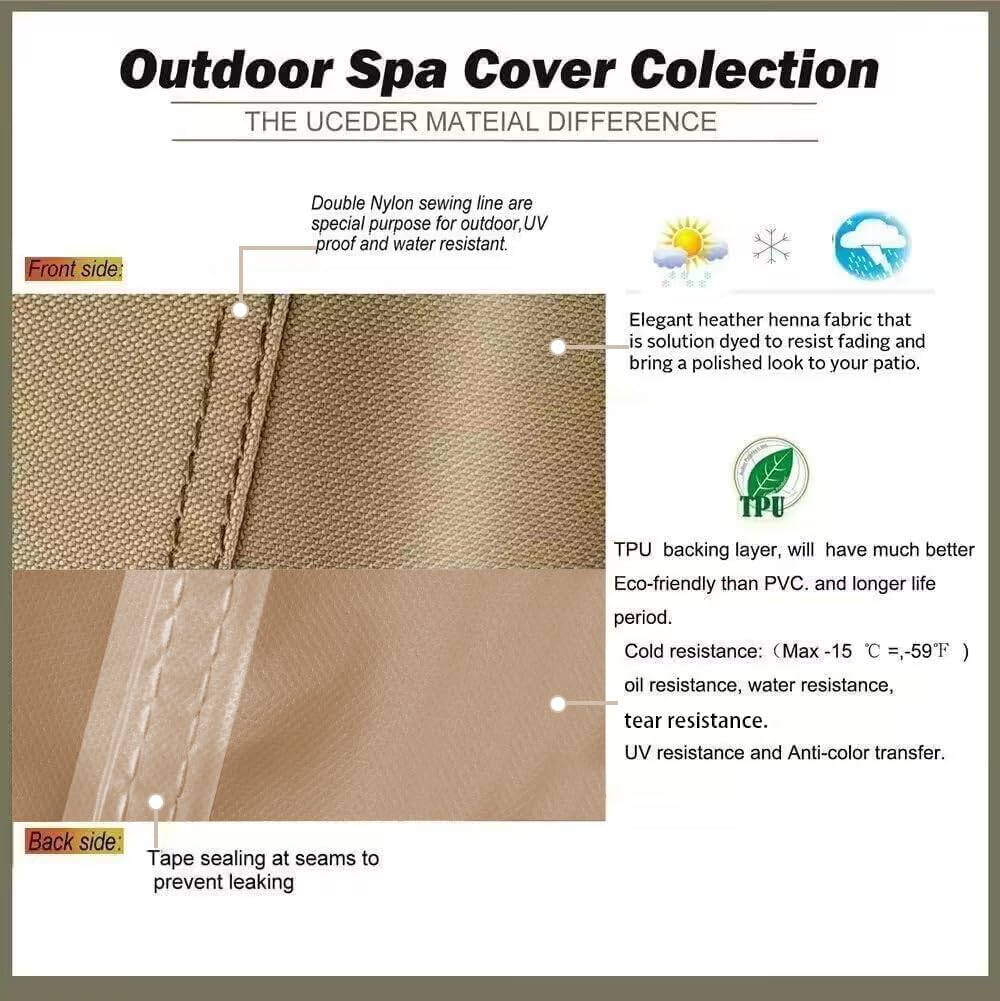 Round Hot Tub Cover Outdoor Waterproof Spa Cover Cap(83''x 20'') 600D Heavy Duty Polyester Hot Tub Cover Protector(Brown)