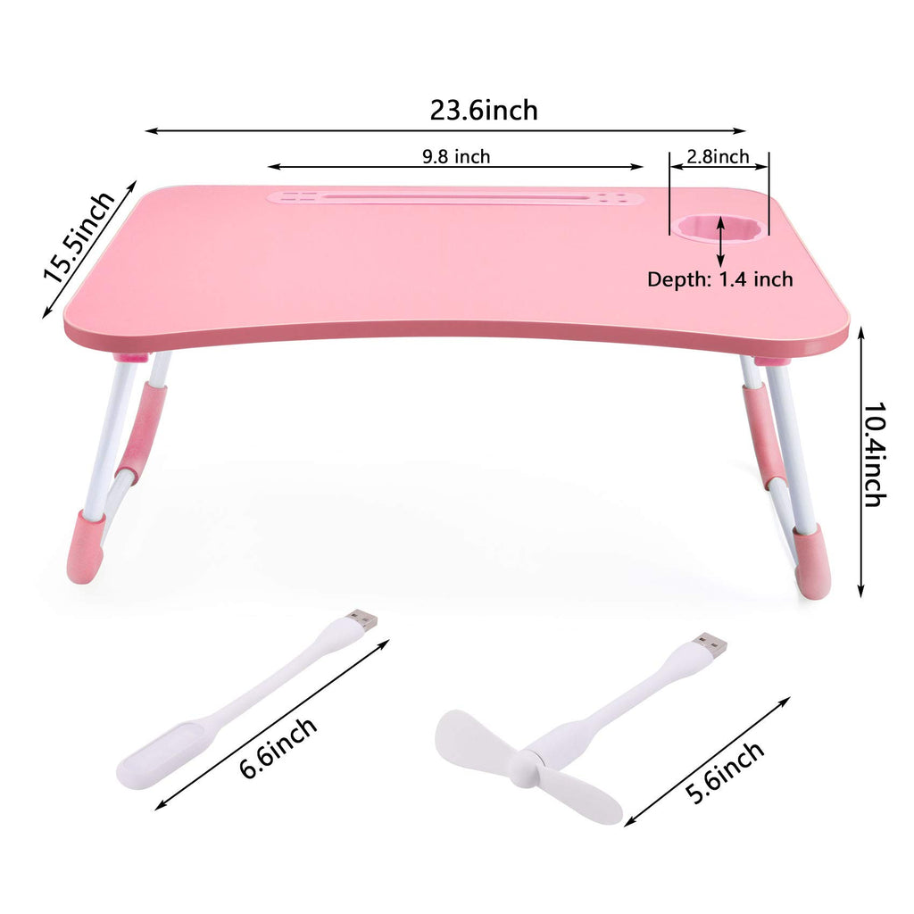 Slendor Lap Desk with Cup Holder, Foldable Laptop Table for Bed, Portable Bed Desk for Laptop and Writing, Computer Tray with Tablet Slot, Notebook Stand Reading Holder for Couch Sofa Floor,Black