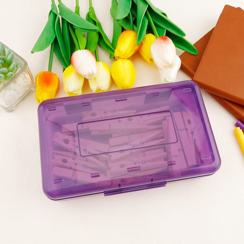 Pencil Case, Pencil Box, Clear Pencil Case, 3 Pack Plastic Pencil Case, Large Capacity Pencil Case, Crayon Box with Snap-tight Lid Stackable Design, Plastic Storage Box for School Office Supplies