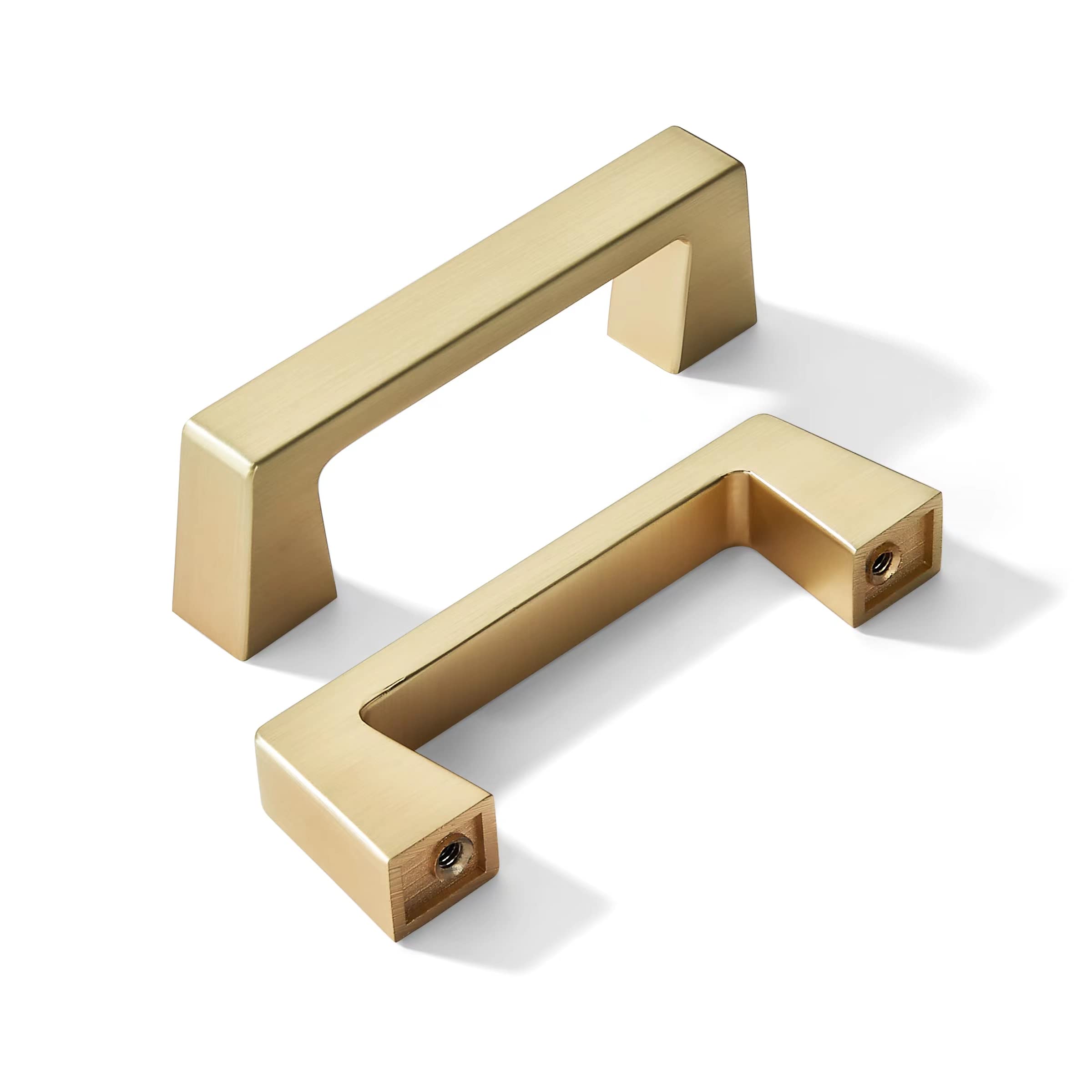 khtumeware 6 Pack 3 Inch(76mm) Kitchen Cabinet Handles Brushed Gold,Brushed Brass Cabinet Pulls Kitchen Cabinet Hardware, Furniture Pulls for Bathroom Cupboard Drawer Handles Dresser Pulls