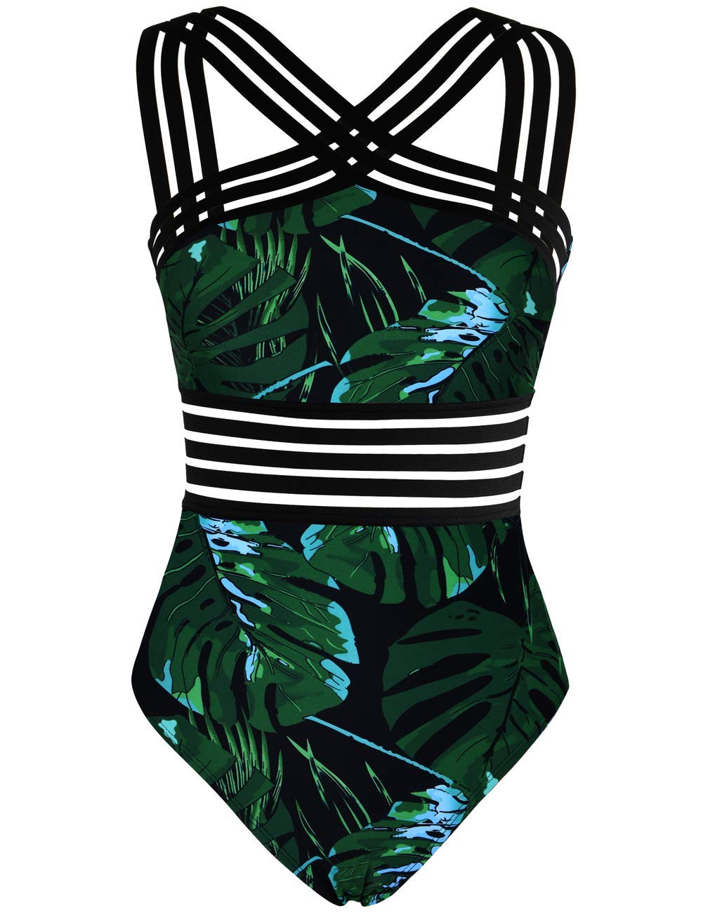 Hilor Women's Tummy Control Swimsuits Slimming One Piece Bathing Suits Front Crossover Swimwear