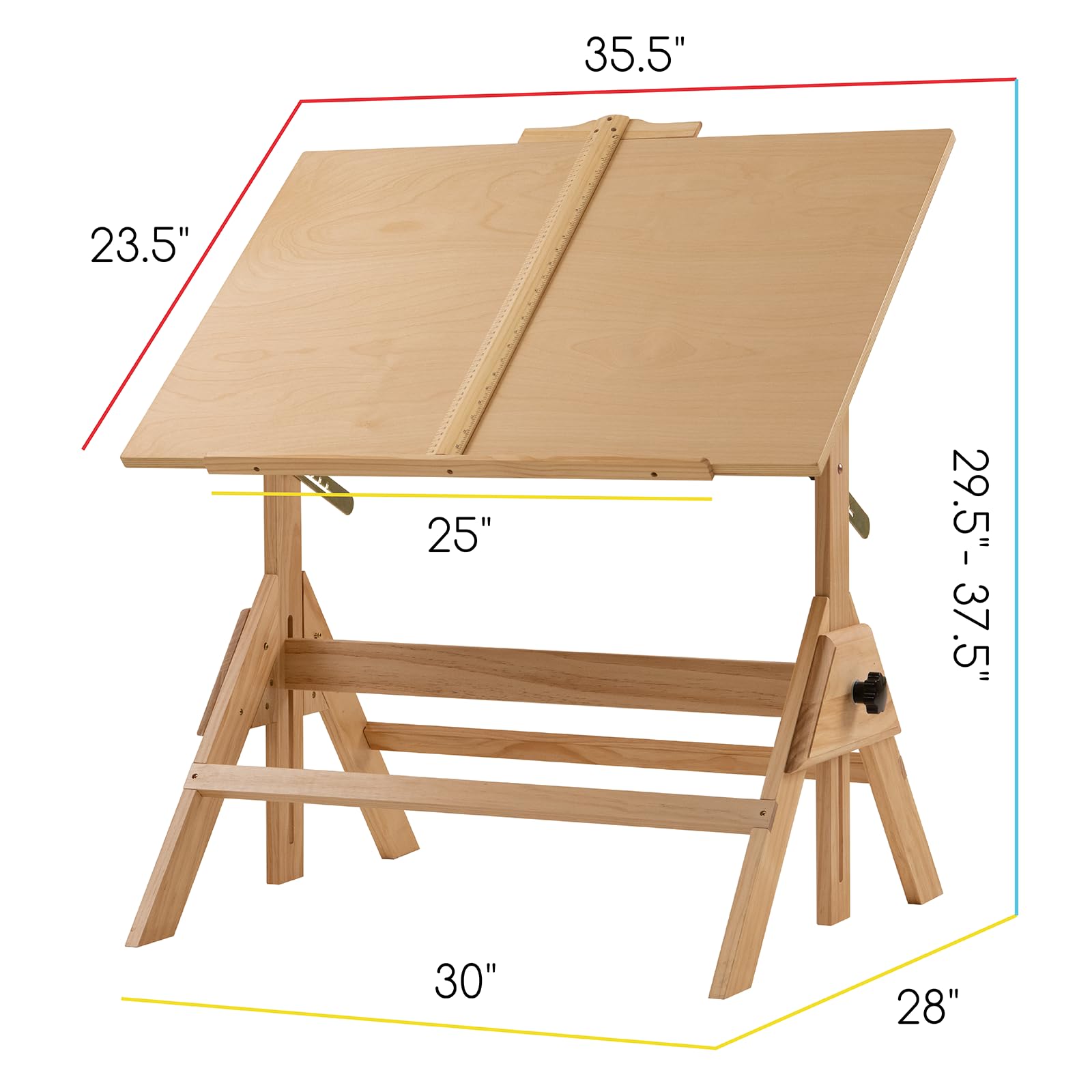 MEEDEN Wood Drafting Table & Stool Set,Artist Stool and Craft Table with Adjustable Height,Tiltable Tabletop for Artwork, Graphic Design, Reading, Writing