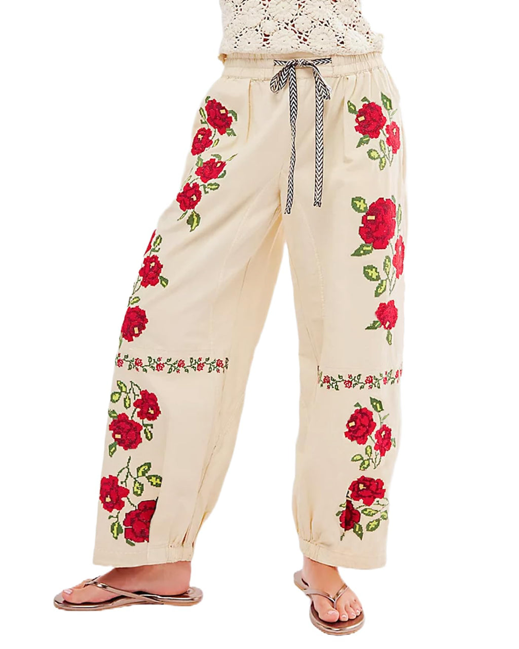 Kedera Mid Rise Barrel Jeans for Women Embroidered Wide Leg Denim Pants Boyfriend Baggy Jeans with Pockets