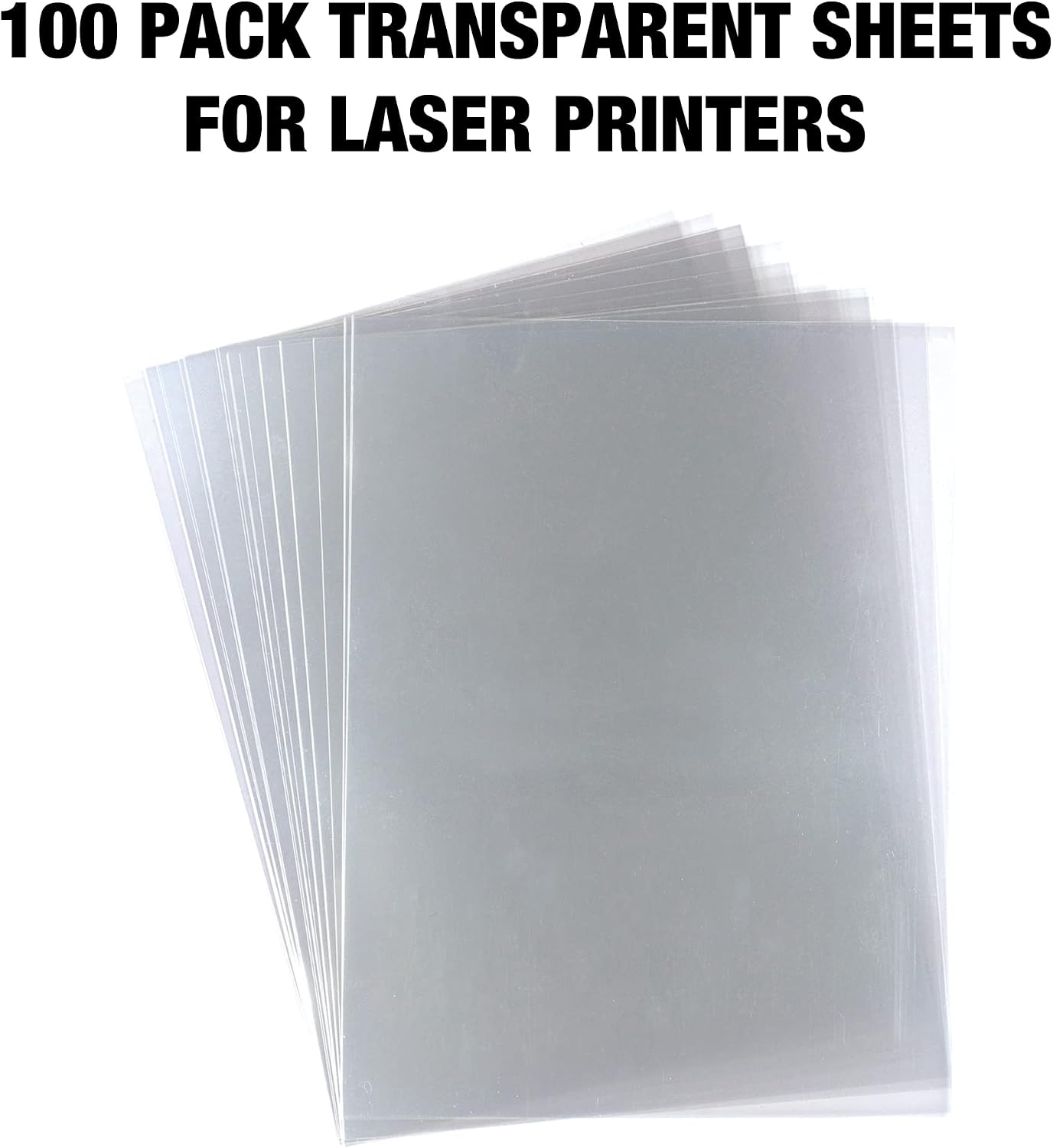 Samsill 100 Pack Transparent Printer Sheets, Projector Film, Clear Transparency Film for Laser Jet Printers, 8.5 x 11 Inch Sheets - Black Image Only,