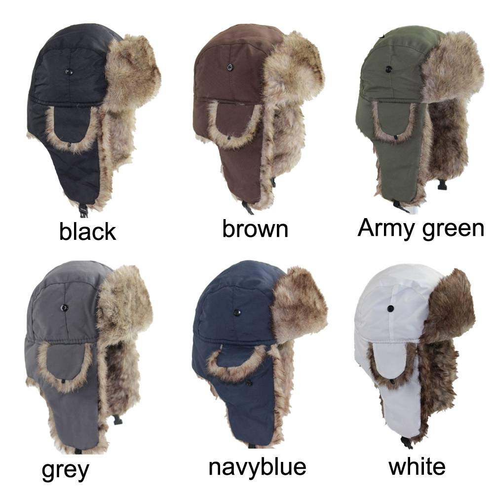 ASWER Trapper Warm Russian Trooper Hat Winter Skiing Cap Women Men Windproof
