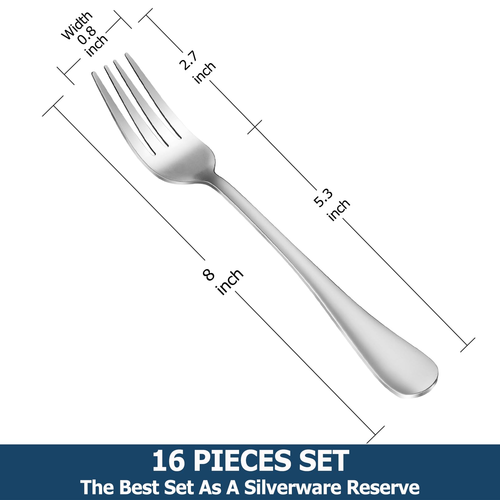 8 Pieces Dinner Forks Set, Food-Grade Stainless Steel Forks, Silverware Forks for Home, Kitchen or Restaurant, Mirror Polished, Dishwasher Safe - 8 Inch