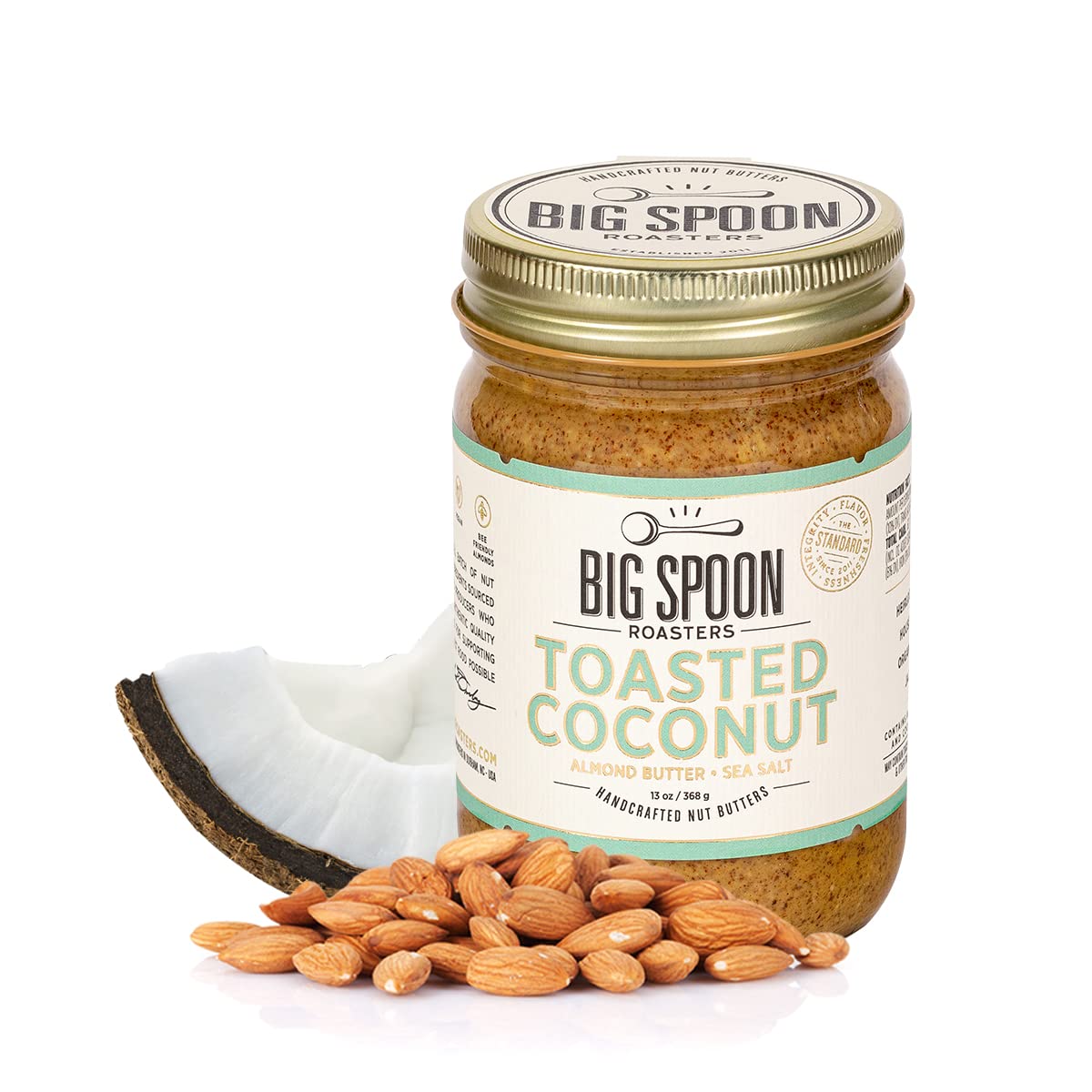 Big Spoon Roasters Carrot Cake Almond Butter With Sea Salt - Keto Friendly, Low Sugar Almond Butter - Crunchy & Bee-Friendly Almonds - Gourmet, Vegan Almond Nut Butter - 13 Ounces
