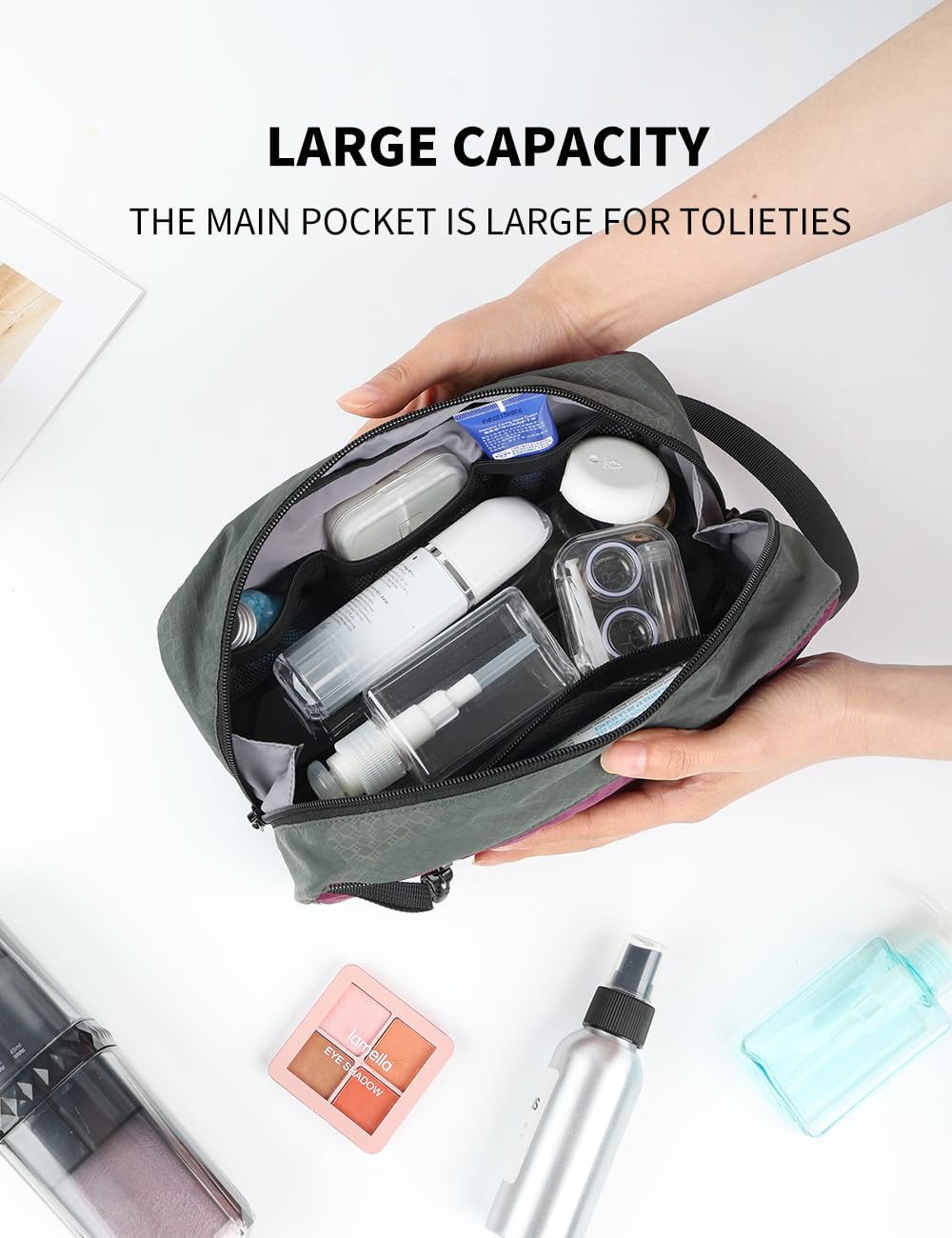 GOX Travel Small Toiletry Bag for Men Nylon Dopp Kit Medicine Bag Travel Organizer Pouch Shave Kits for Teens Toiletry Essentials Bathroom Compact (Black, 7.9 * 3.7 * 2 Inches)