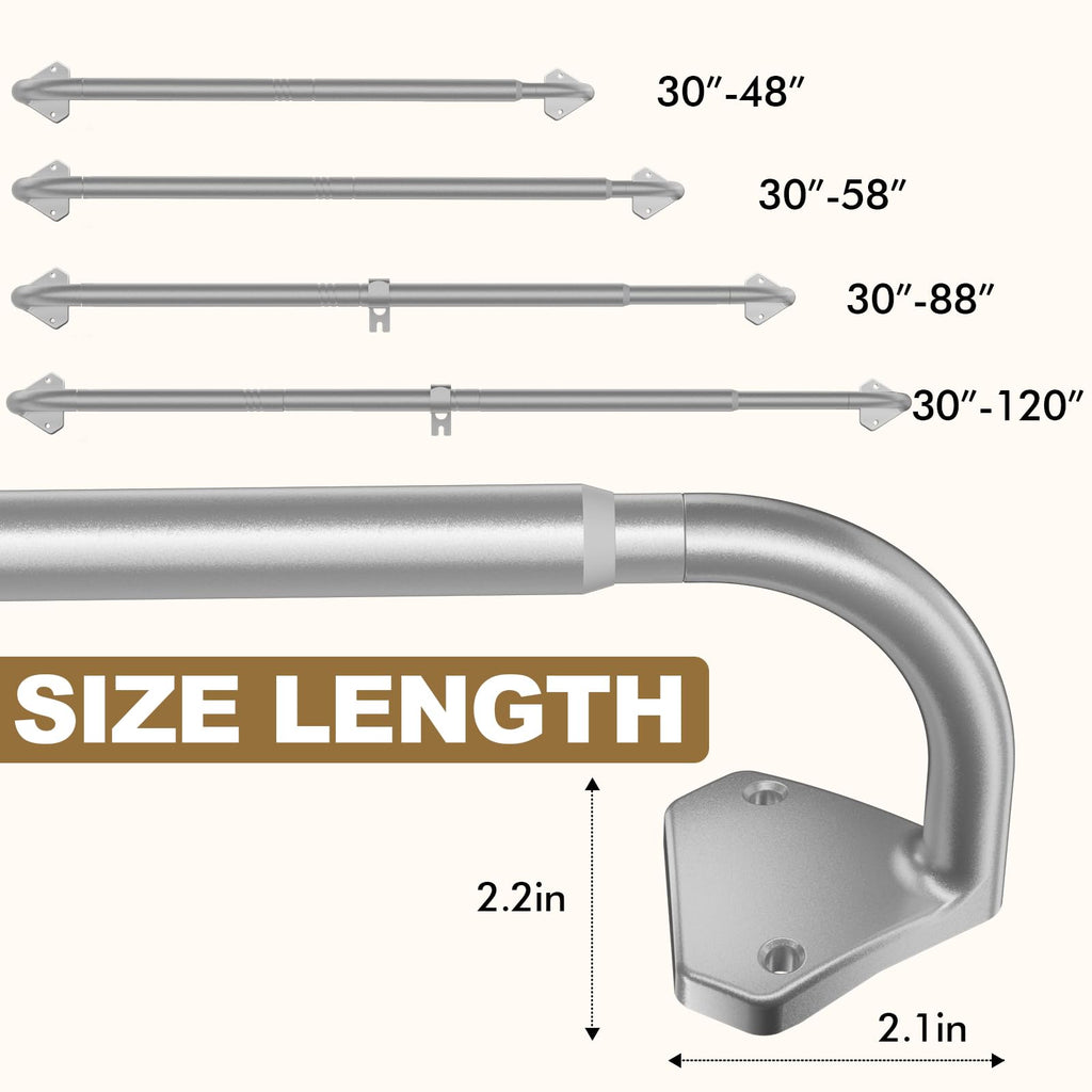 GXOACKJ Black Wrap Around Curtain Rods for Windows 28 to 48 inch, 5/8 inch Industrial Telescoping Blackout Curtain Rods for Bedroom & Outdoor