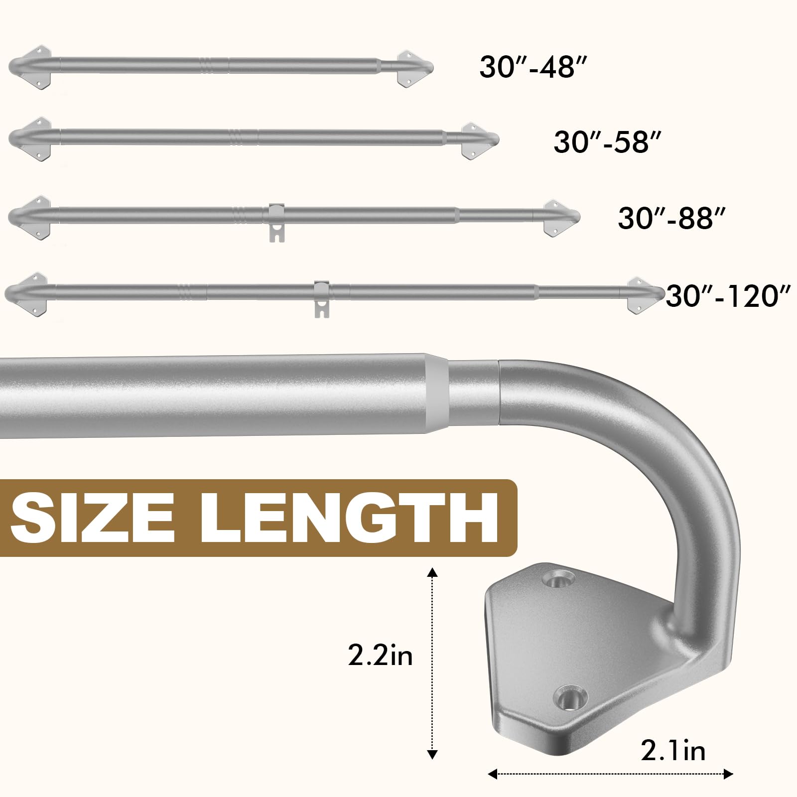 GXOACKJ Black Wrap Around Curtain Rods for Windows 28 to 48 inch, 5/8 inch Industrial Telescoping Blackout Curtain Rods for Bedroom & Outdoor