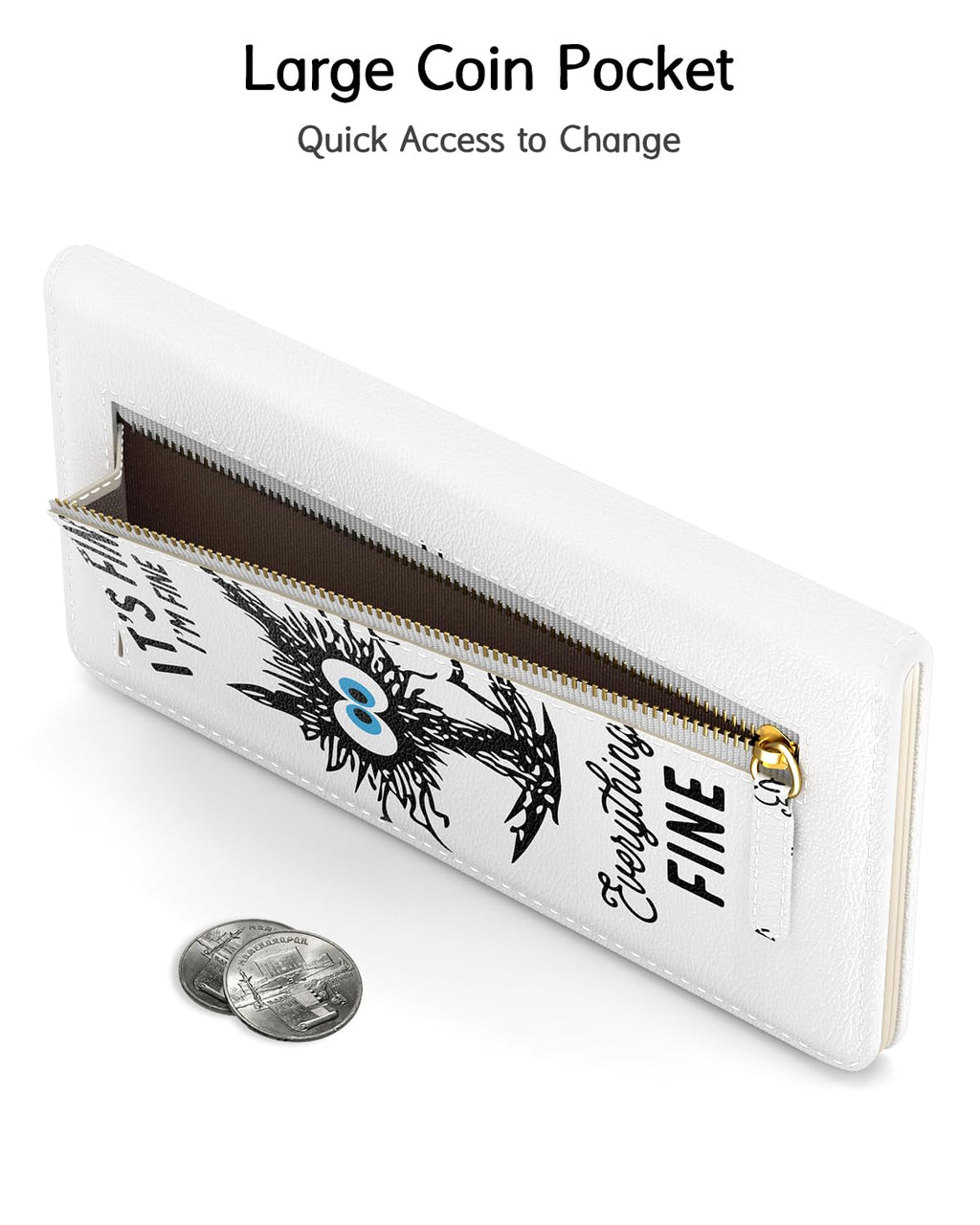 Nipichsha Womens Wallet, RFID Slim Wallets for Women, Thin Ladies Credit Card Holder Purse, Cute Leather Bifold Clutch Billfold with 11 Card Slots & ID Window, Abstract Boho Leaf