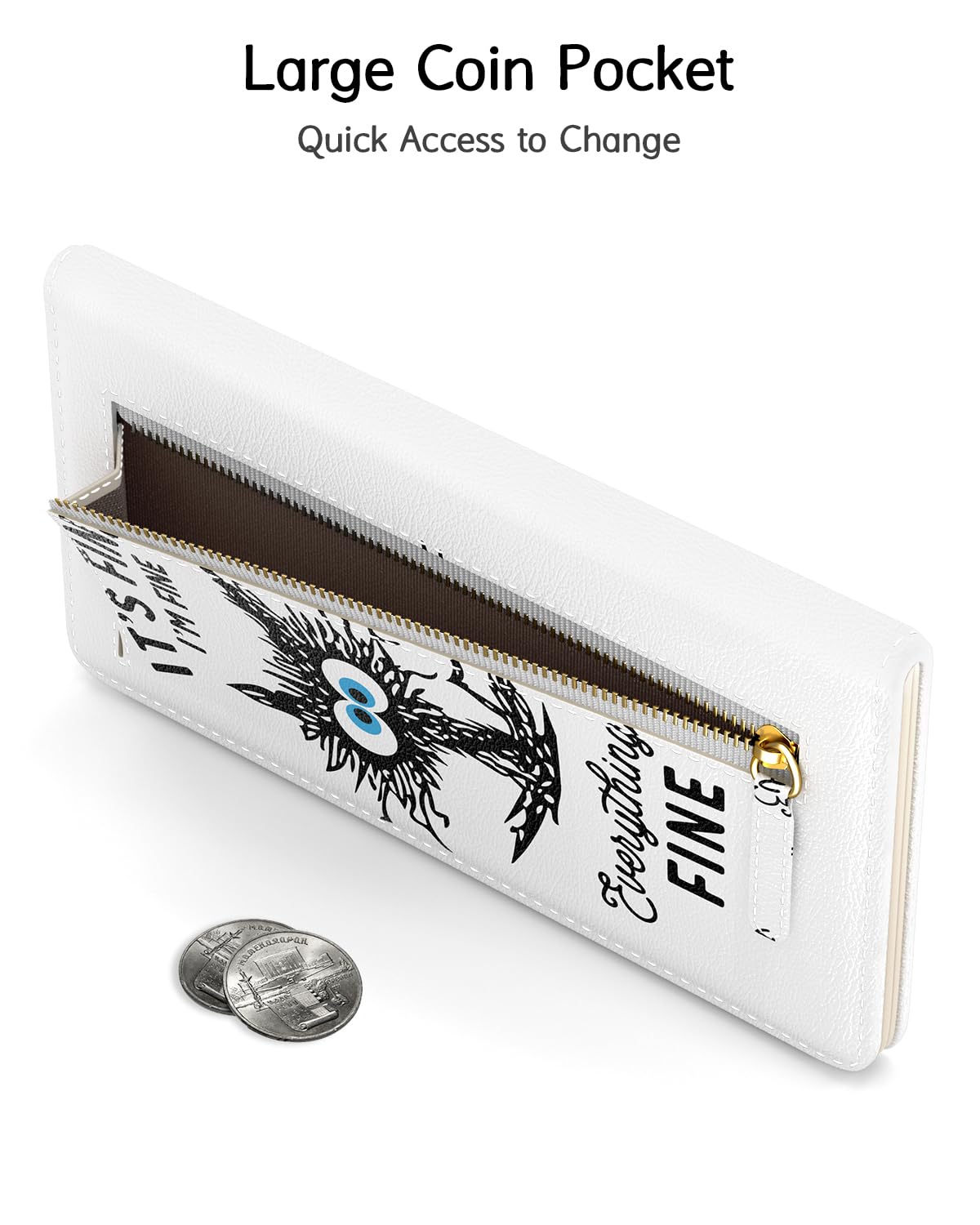 Nipichsha Womens Wallet, RFID Slim Wallets for Women, Thin Ladies Credit Card Holder Purse, Cute Leather Bifold Clutch Billfold with 11 Card Slots & ID Window, Abstract Boho Leaf