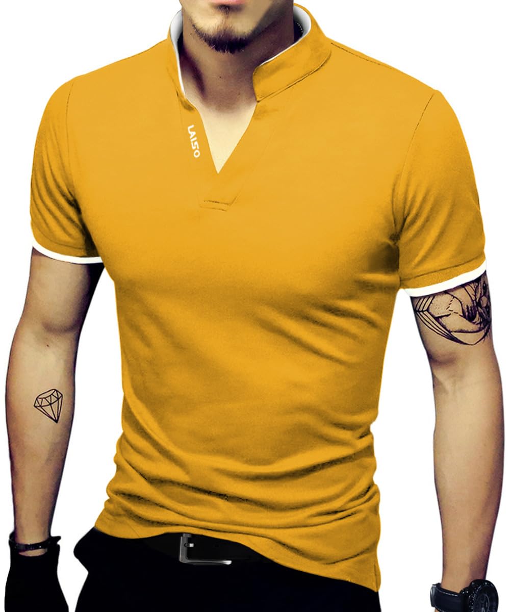 LOGEEYAR Mens Fashion Polo Henley Shirts Short/Long Sleeve Casual T-Shirts Slim Fit Cotton Polo Shirts for Men
