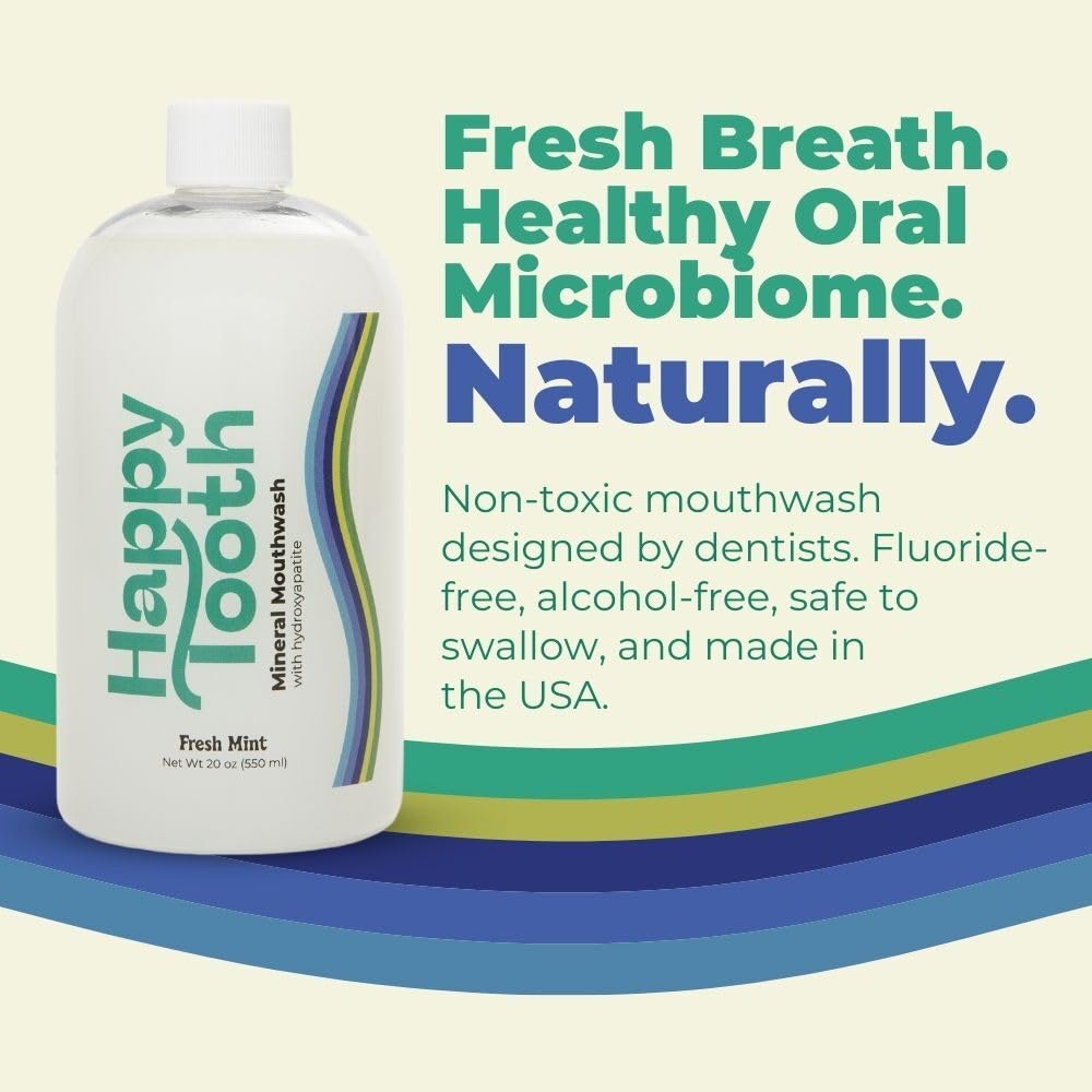 Hydroxyapatite Mouthwash, Remineralizing, Alcohol Free, Mint, 20 Fl Oz | Remineralizing Mouthwash For Adults And Kids, Whitening, No Alcohol Formula, Fluoride Free, Enamel Safe, Dentist Formulated