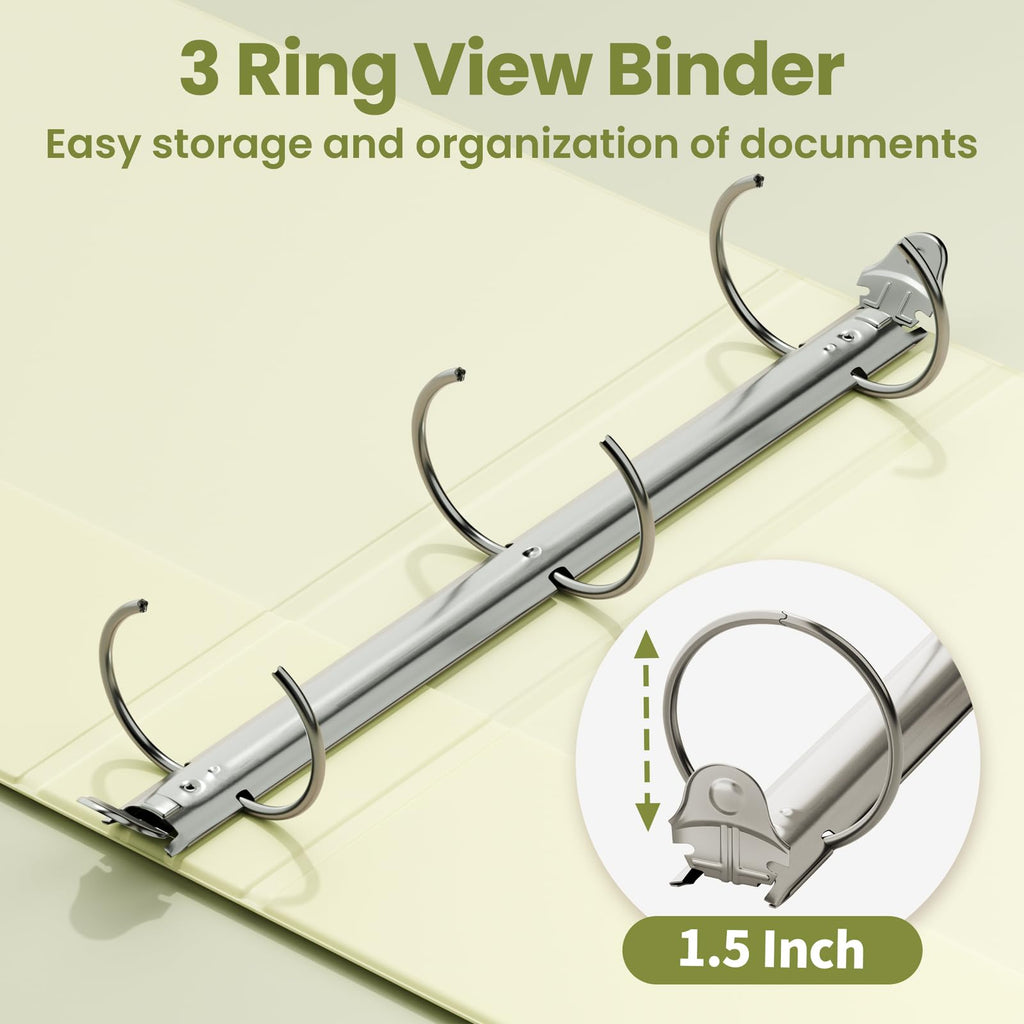 SUNEE 3 Ring Binder 1/2 Inch 1 Pack, Clear View Binder Three Ring PVC-Free (Fit 8.5x11 Inches) for School or Office Supplies, Black