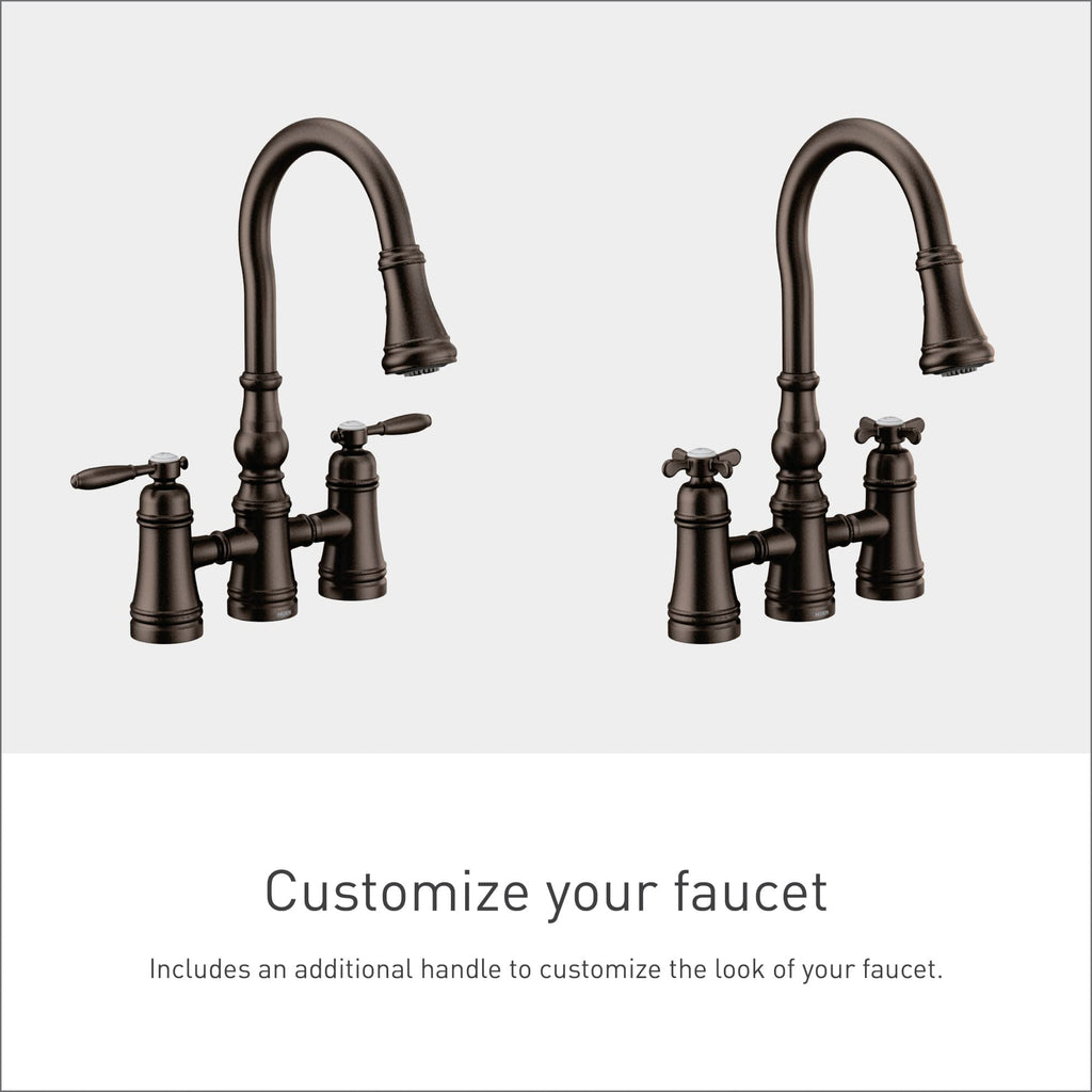 Moen Brushed Gold Weymouth Two Handle Pulldown Bridge Kitchen Faucet, S73204BG