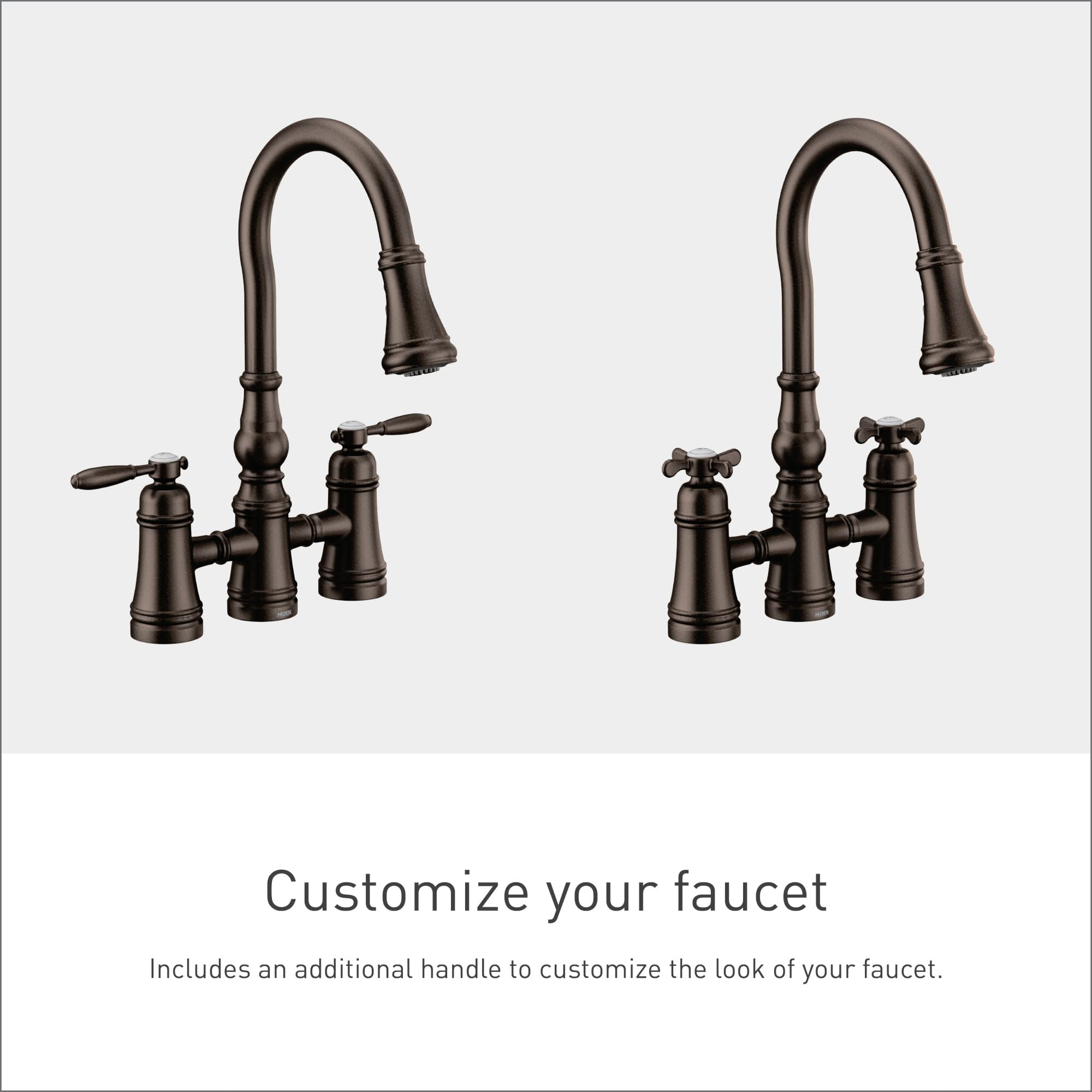 Moen Brushed Gold Weymouth Two Handle Pulldown Bridge Kitchen Faucet, S73204BG