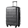 Coolife Carry On Luggage 22x14x9 Airline Approved Hardside PC+ABS Suitcase with TSA Lock, Lightweight Rolling Travel Luggage with Spinner Wheels(Black Brown, 20in)