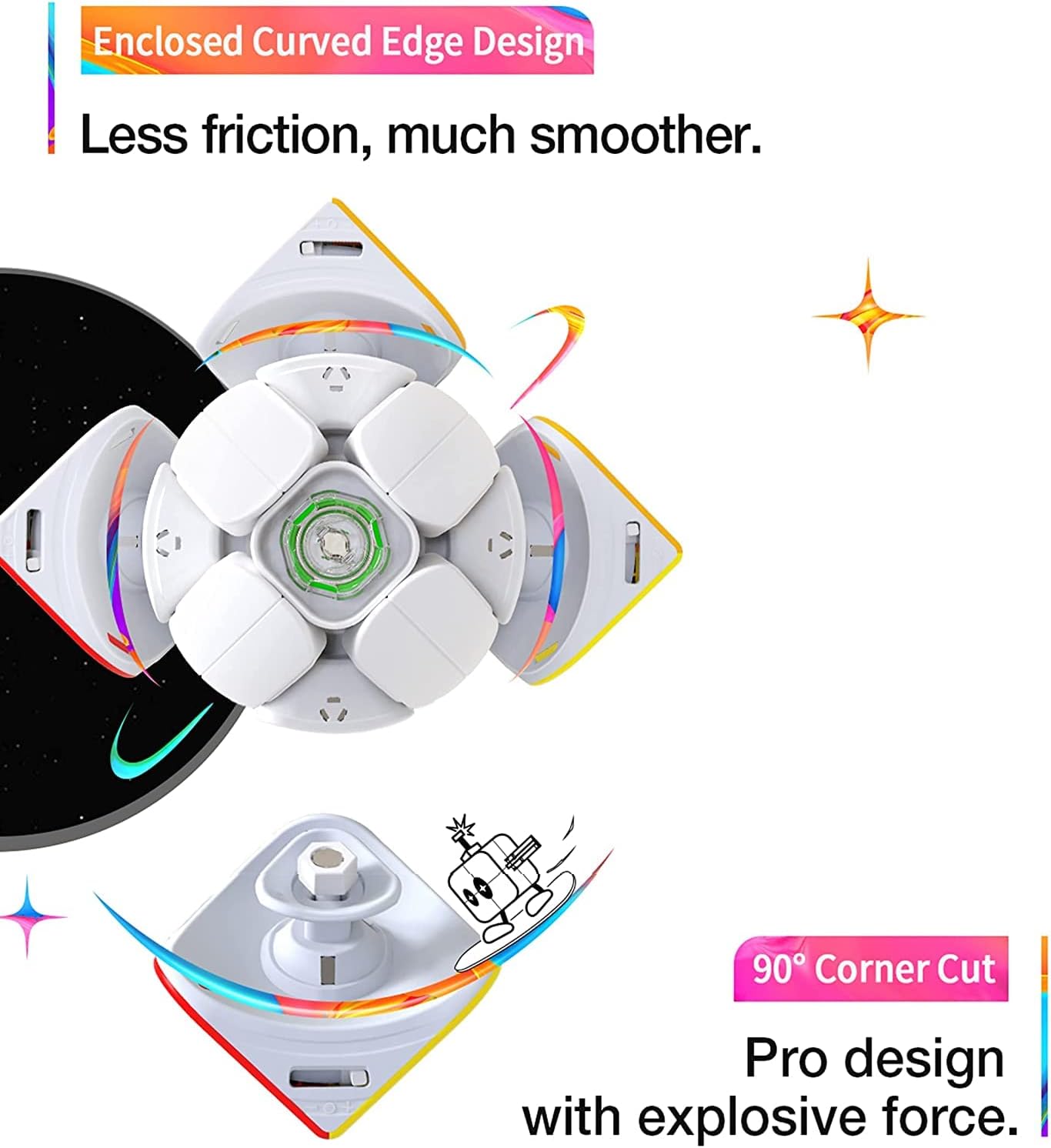 GAN 251 M Air, 2x2 Magnetic Speed Cube Stickerless 251 Mini Cube Puzzle Toy for Beginner(Frosted Surface Primary Internal)